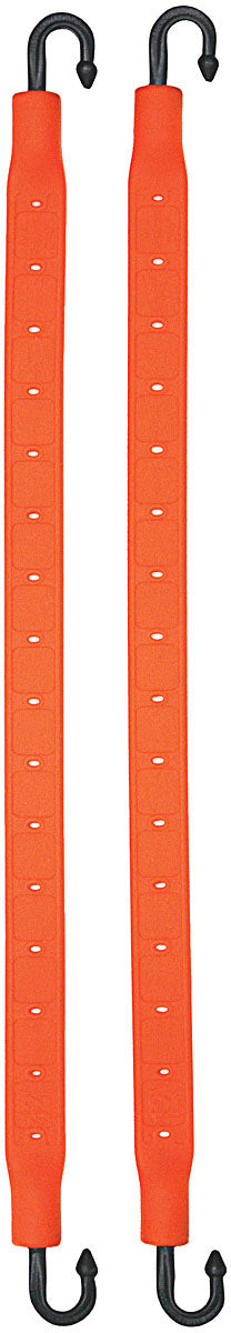 StrapGear 12" 2-Pack Blaze Orange Waterproof Silicone Straps with 360° Rotating Hooks for Outdoor & Bike Gear Security