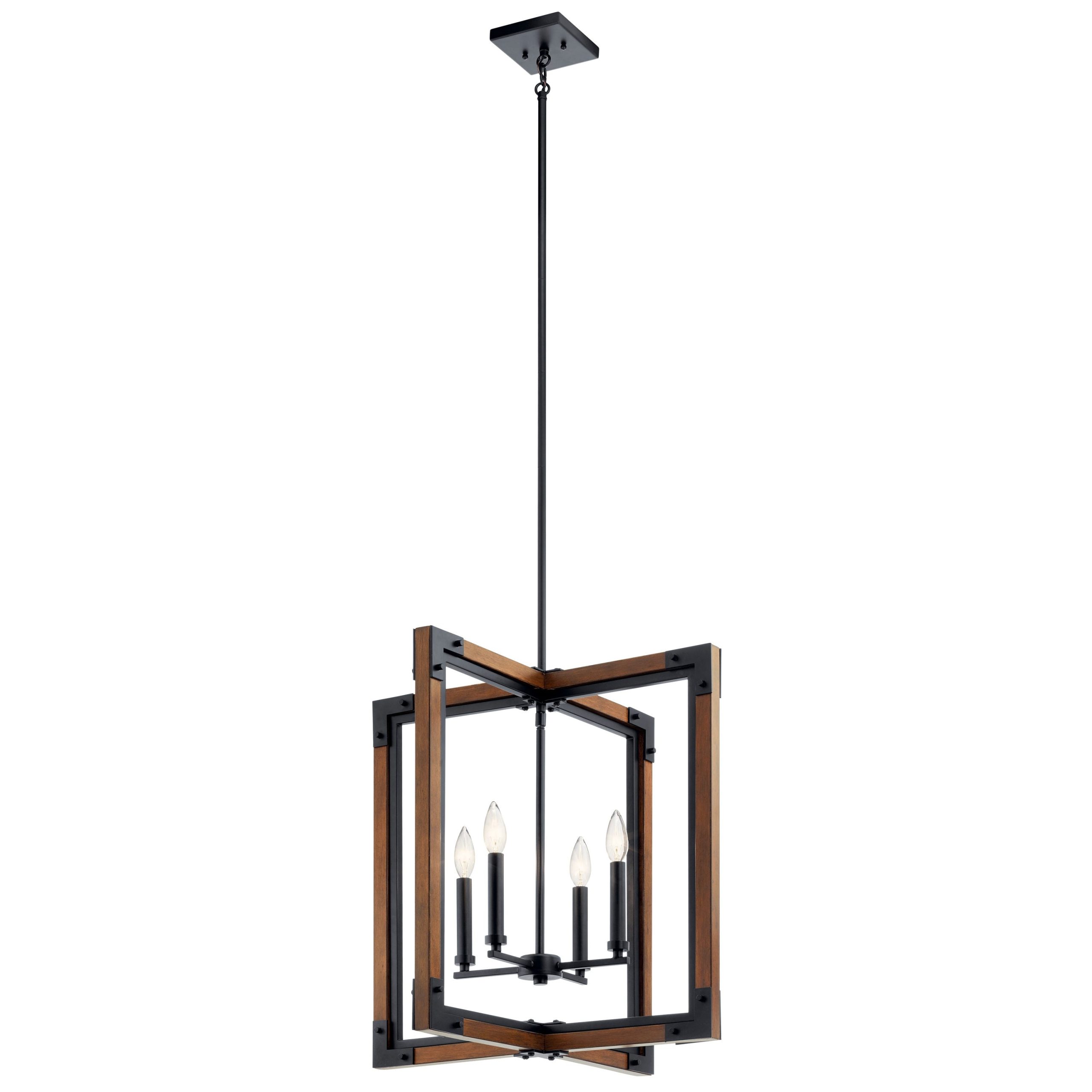Kichler Marimount 4-Light Auburn Stained Rustic Geometric Medium Hanging Pendant Light