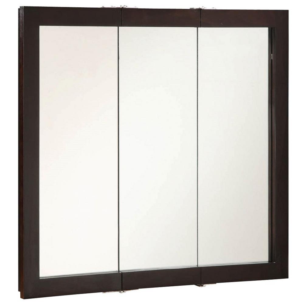 Ventura 36 in. W x 30 in. H x 6 in. D Framed Tri-View Surface-Mount Bathroom Medicine Cabinet in Espresso