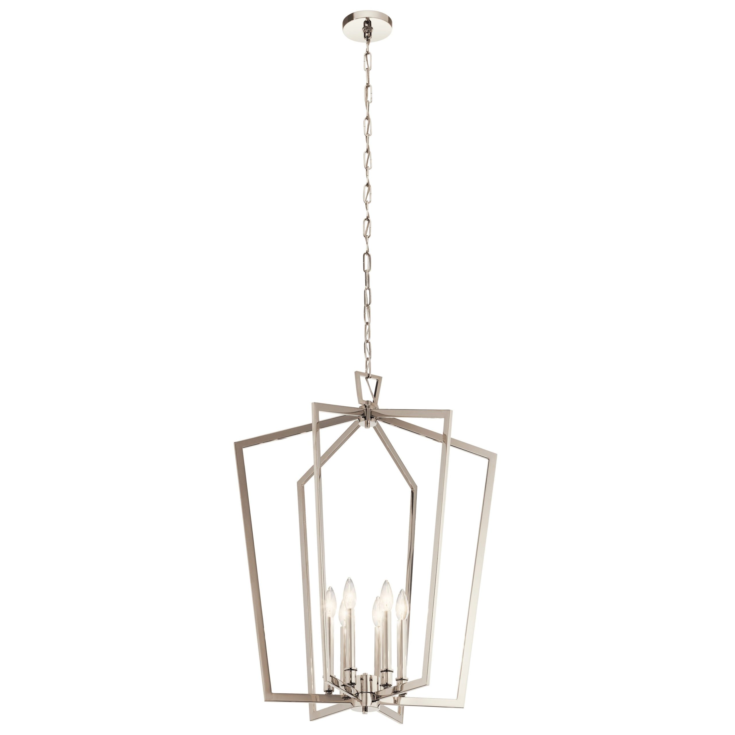 Kichler Abbotswell 6-Light Polished Nickel Traditional Geometric Large Hanging Pendant Light