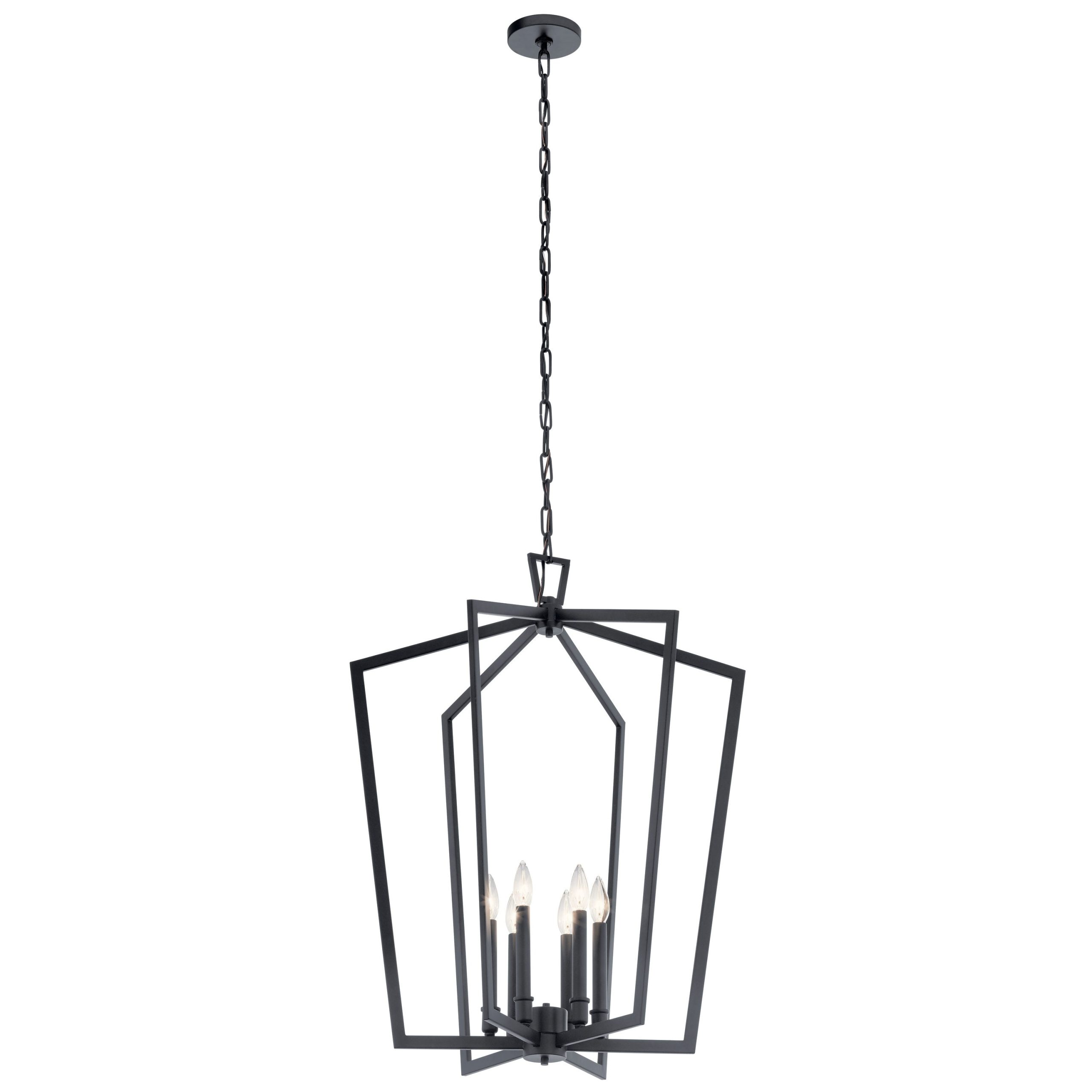 Kichler Abbotswell 6-Light Black Traditional Geometric Large Hanging Pendant Light