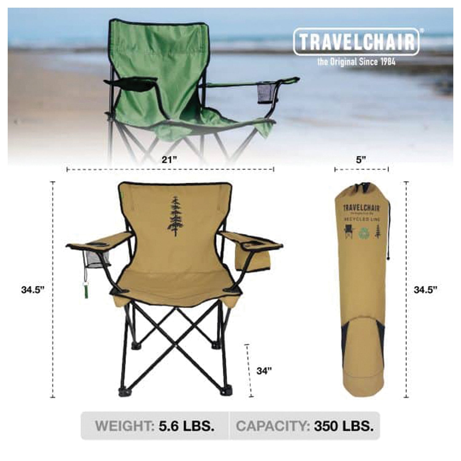 Travel Chair C-Series Rider RPVE Brown/Tree Portable Outdoor Chair