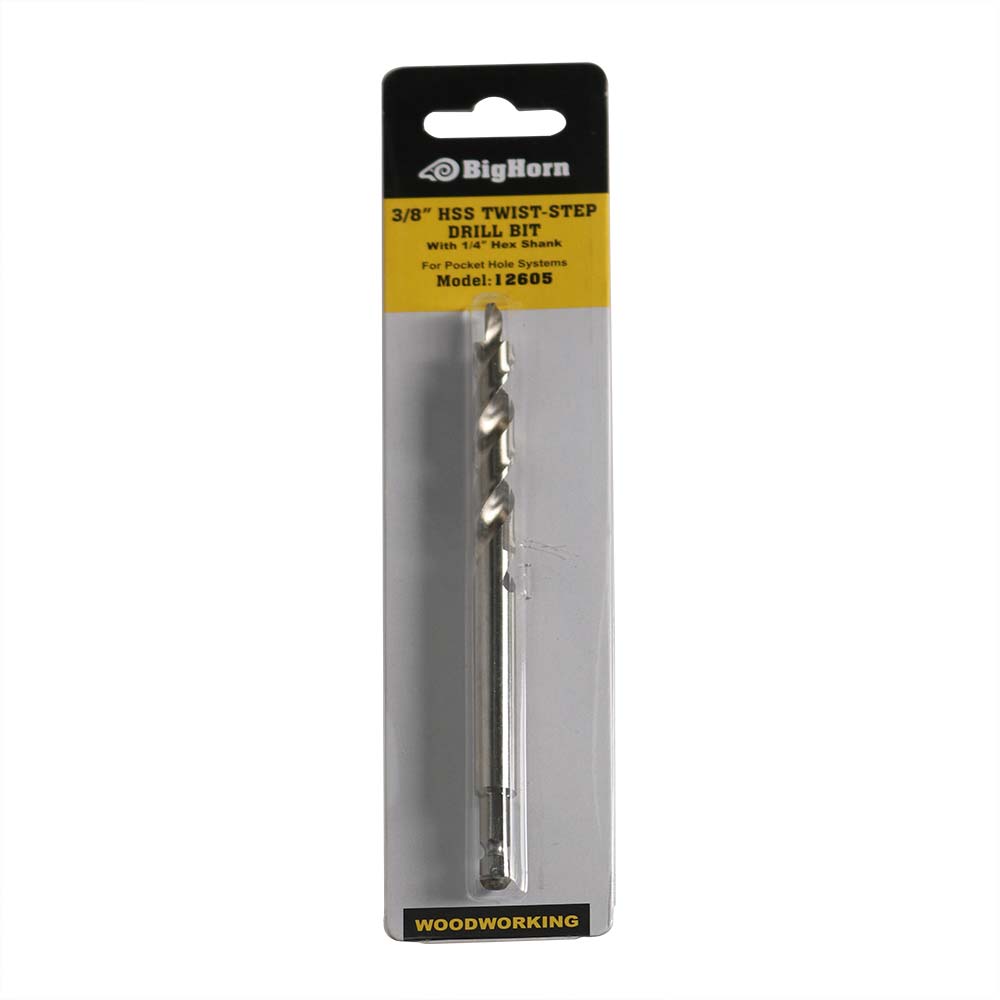 1/4″ Hex Shank Replacement Twist Step Drill Bit 3/8″ (9.5mm) 6.5″ Length for Manual Pocket Hole Jig System