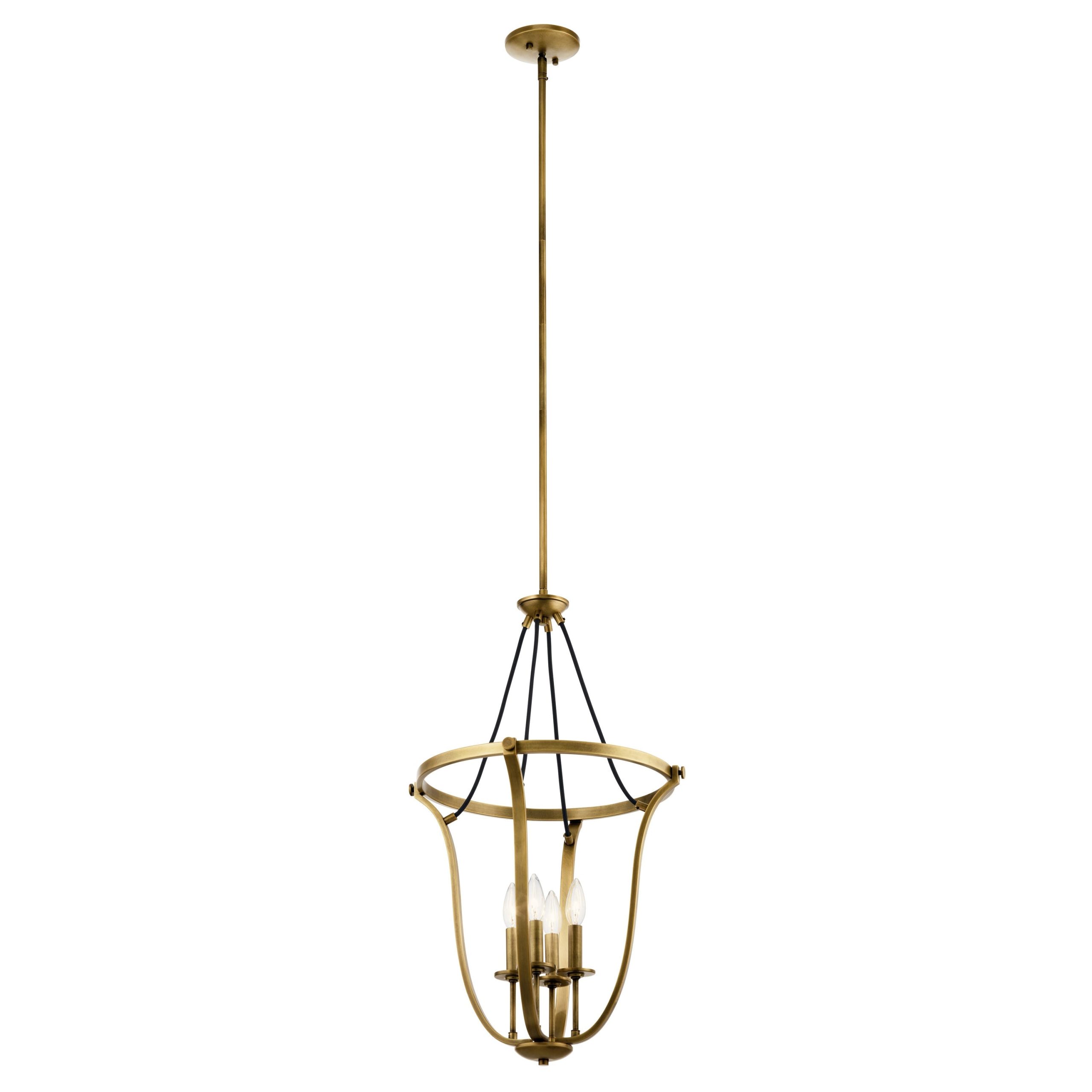 Kichler Thisbe 4-Light Natural Brass Traditional Lantern Large Hanging Pendant Light