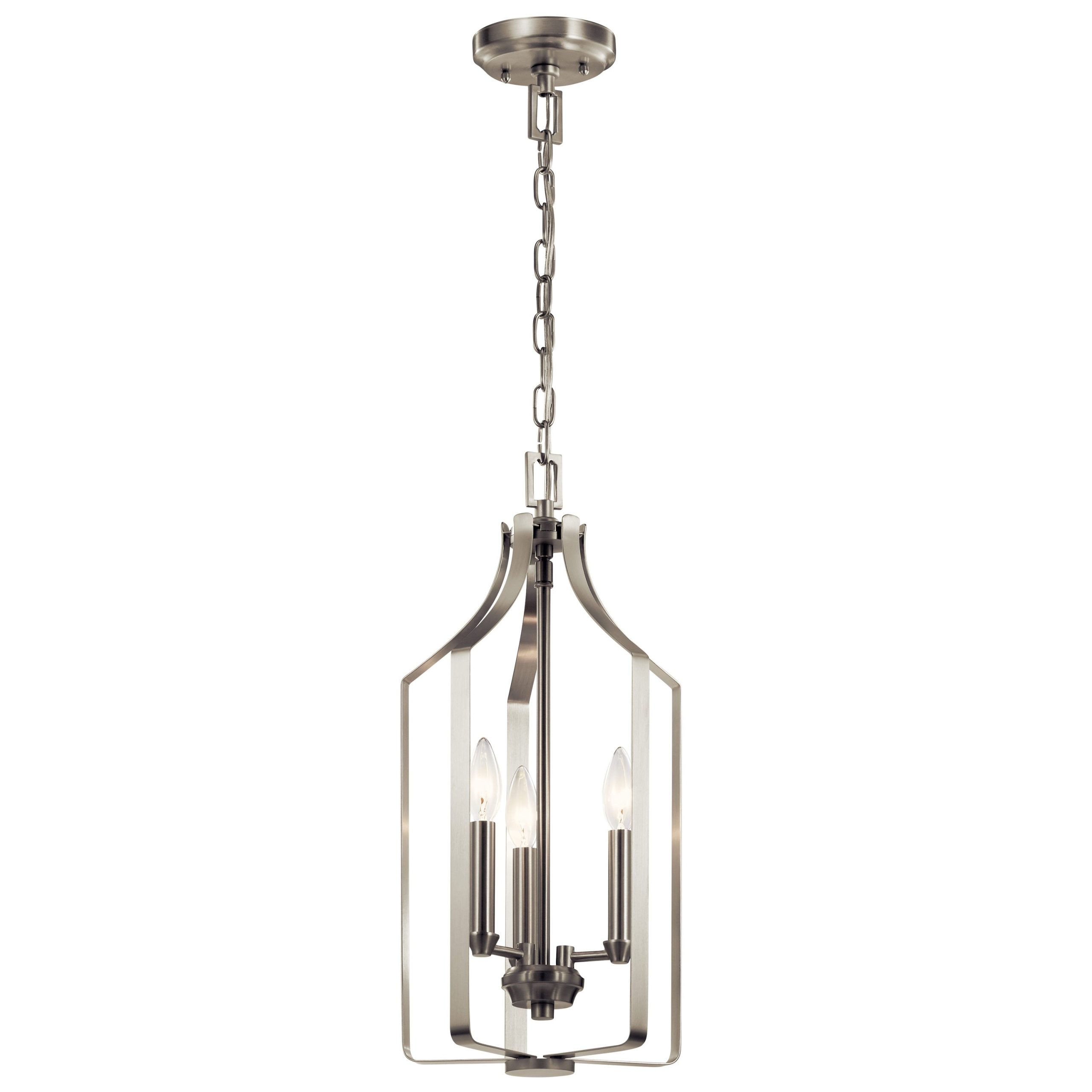 Kichler Morrigan 3-Light Brushed Nickel Traditional Lantern Medium Hanging Pendant Light