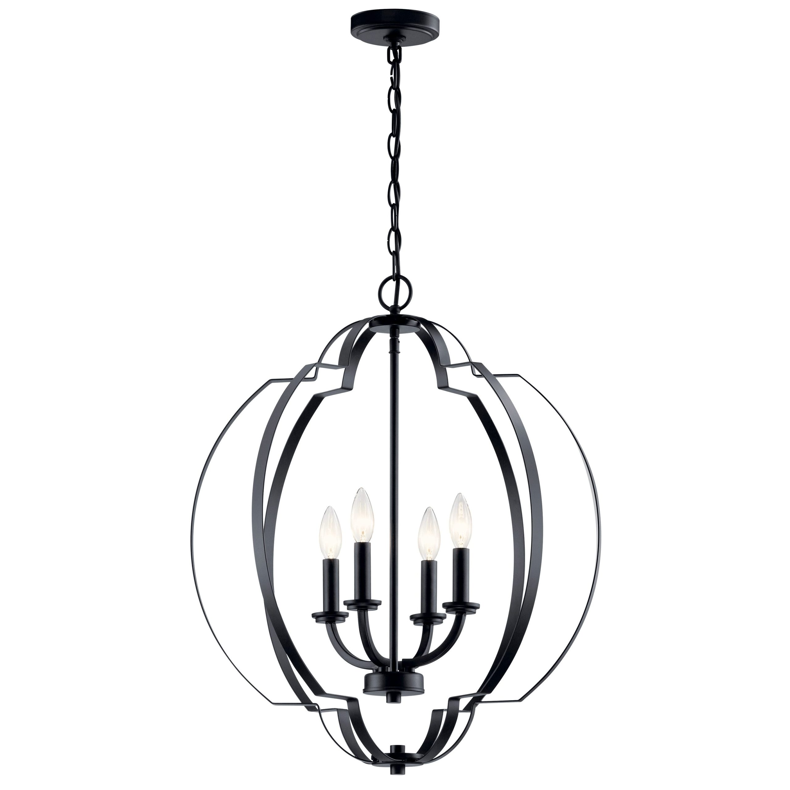 Kichler Voleta 4-Light Black Traditional Geometric Large Hanging Pendant Light