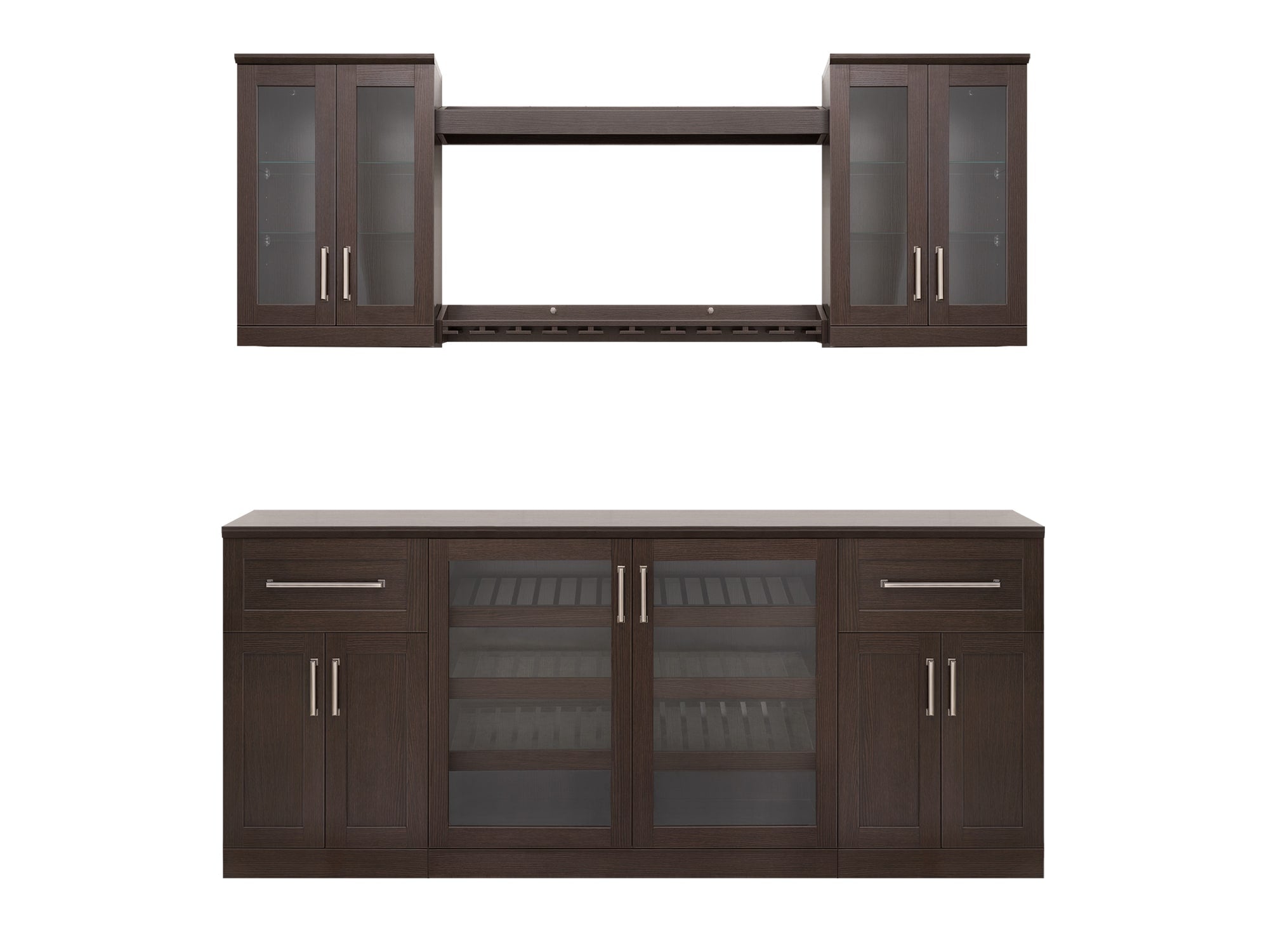 NewAge Products Home Bar 84-in x 85-in Brown Rectangle Bar Cabinet