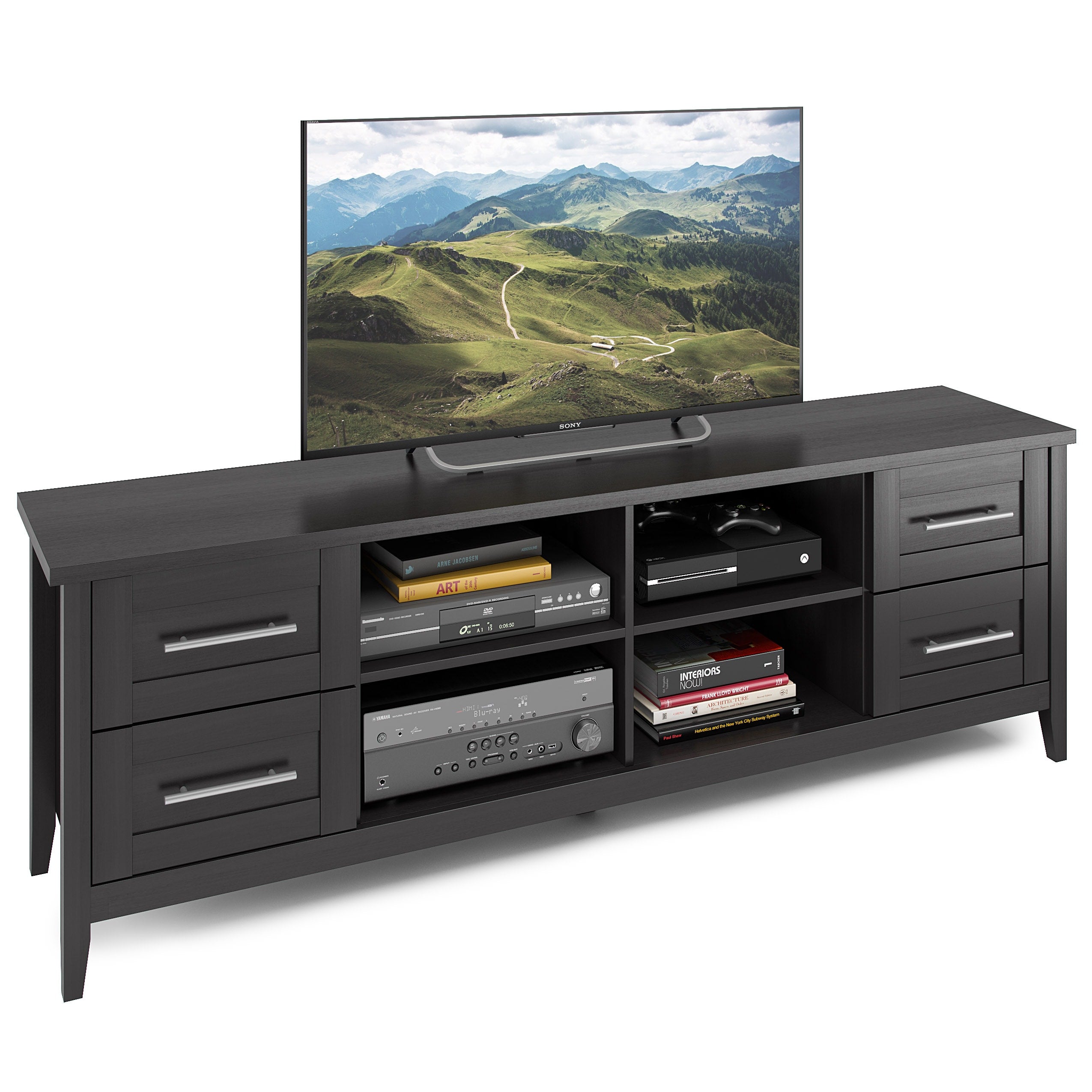 CorLiving Jackson Transitional Black Tv Cabinet (Accommodates TVs up to 80-in)