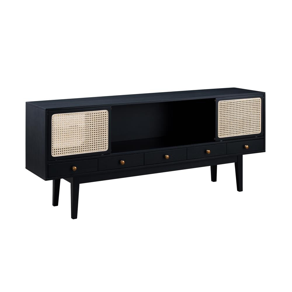 Holly & Martin Simms Dark Tobacco with Antique Bronze Mid-century Composite Media Cabinet