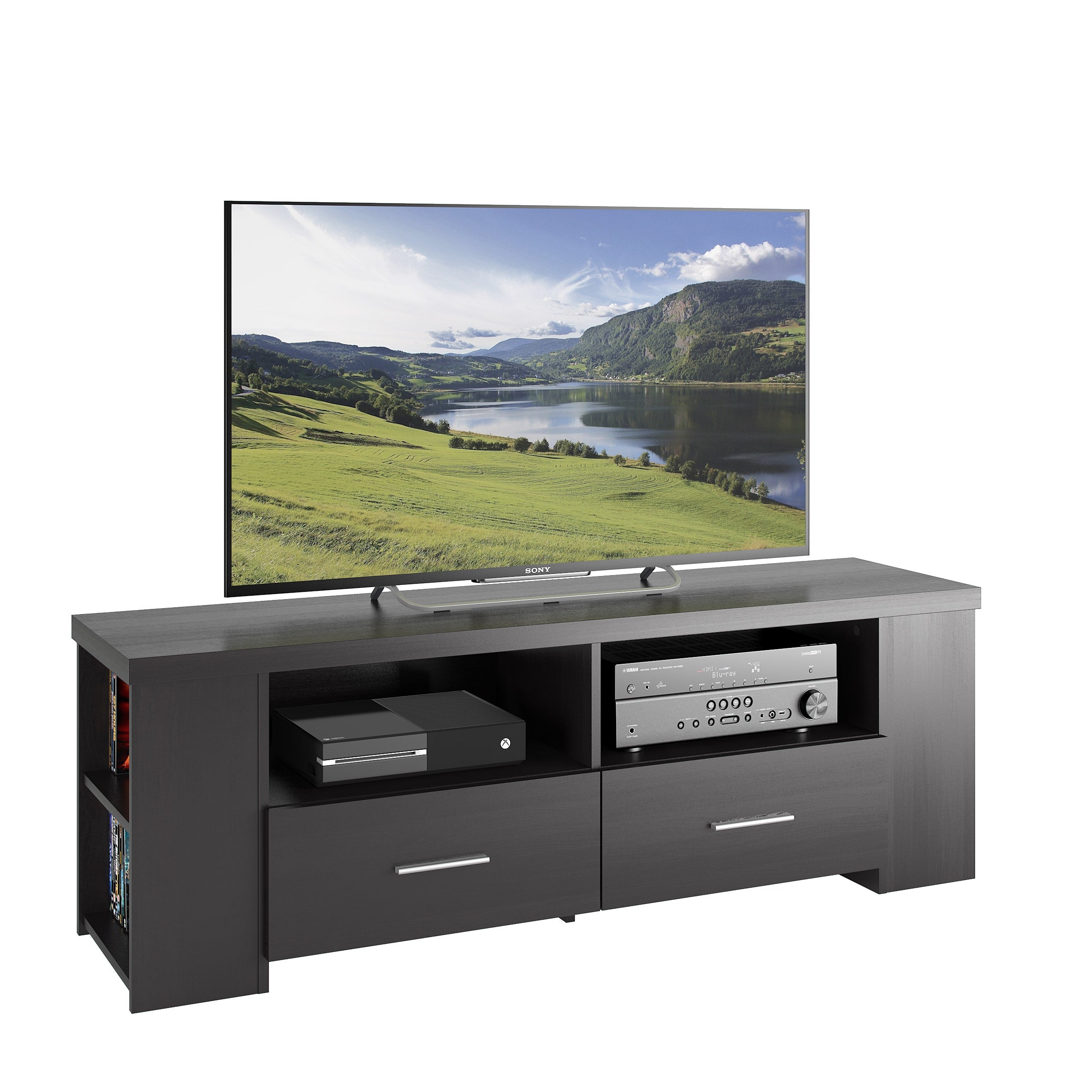 CorLiving Bromley Modern/Contemporary Ravenwood Black Tv Cabinet (Accommodates TVs up to 70-in)