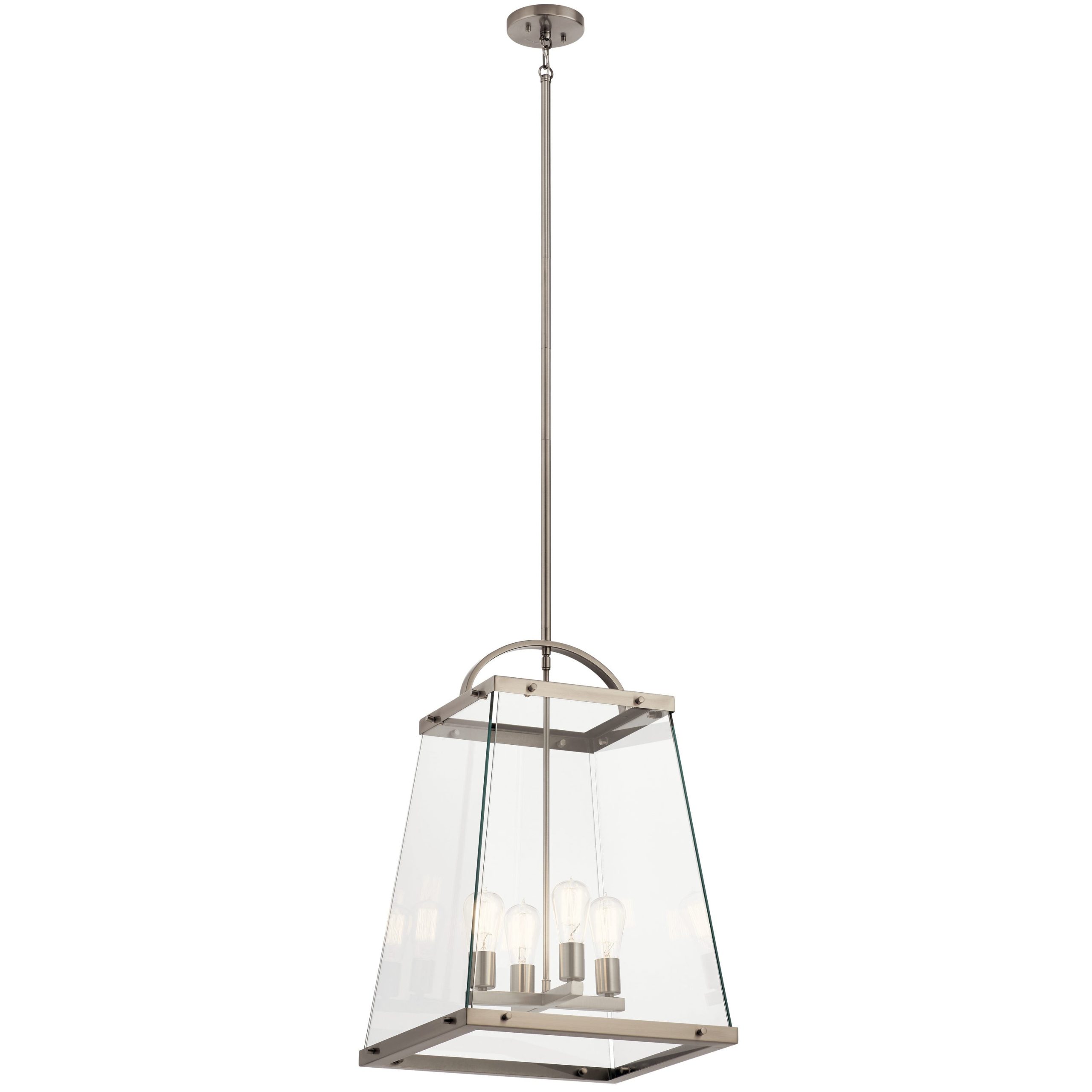 Kichler Darton 4-Light Classic Pewter Transitional Clear Glass Lantern Large Hanging Pendant Light