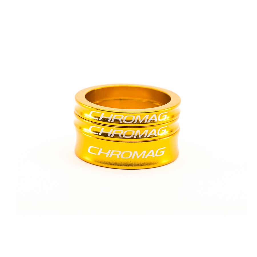 Chromag Aluminum Headset Spacer Kit for 1-1/8'' Steerer Tubes – Durable, Lightweight Alloy, Multiple Sizes, Stylish Gold & Silver Options