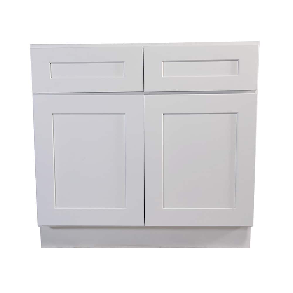 Design House Brookings 42-in W x 34.5-in H x 24-in D White Maple 2-Drawers Base Fully Assembled Plywood Cabinet (Recessed Panel Shaker Style)