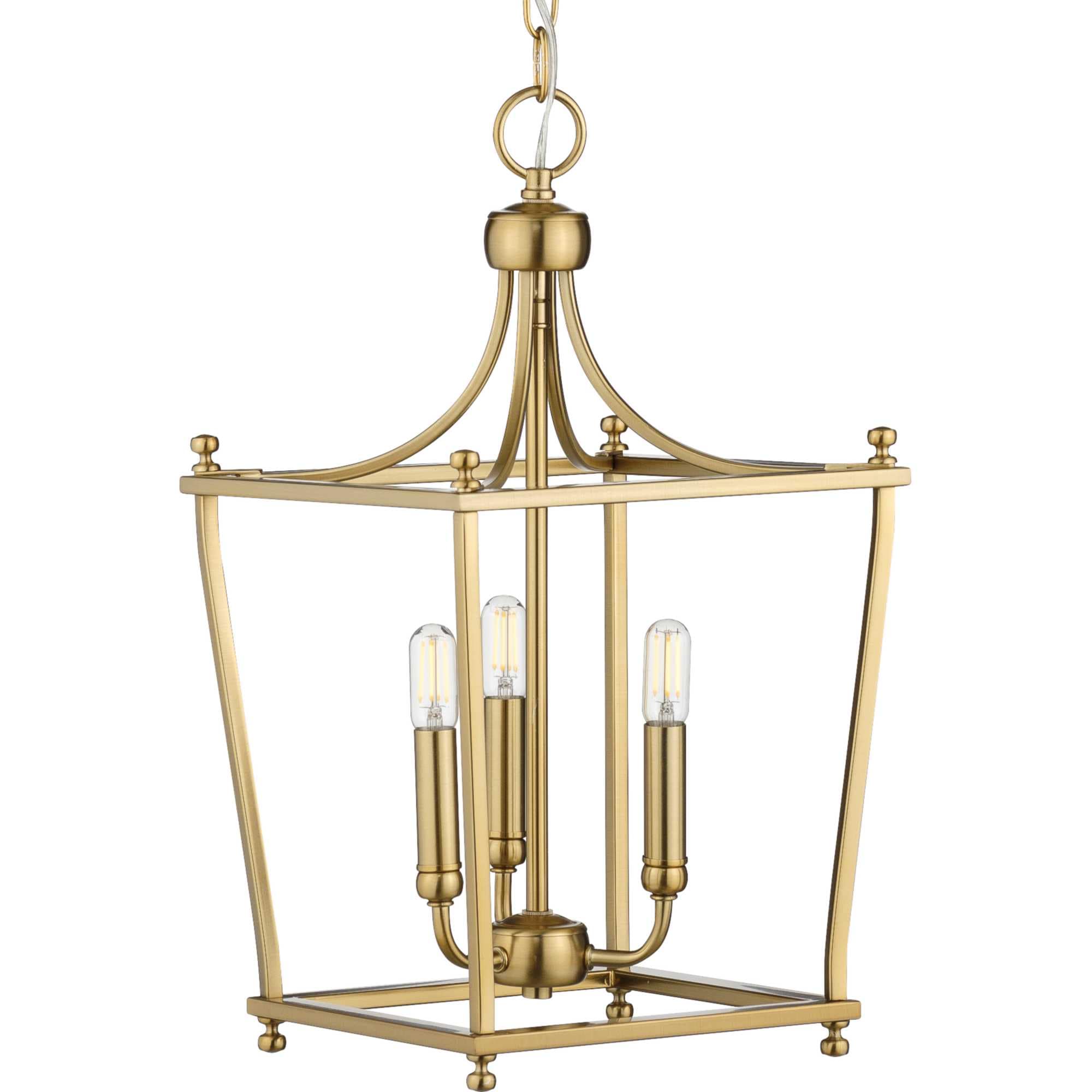Progress Lighting Parkhurst 3-Light Brushed Bronze Traditional Lantern Medium Hanging Pendant Light