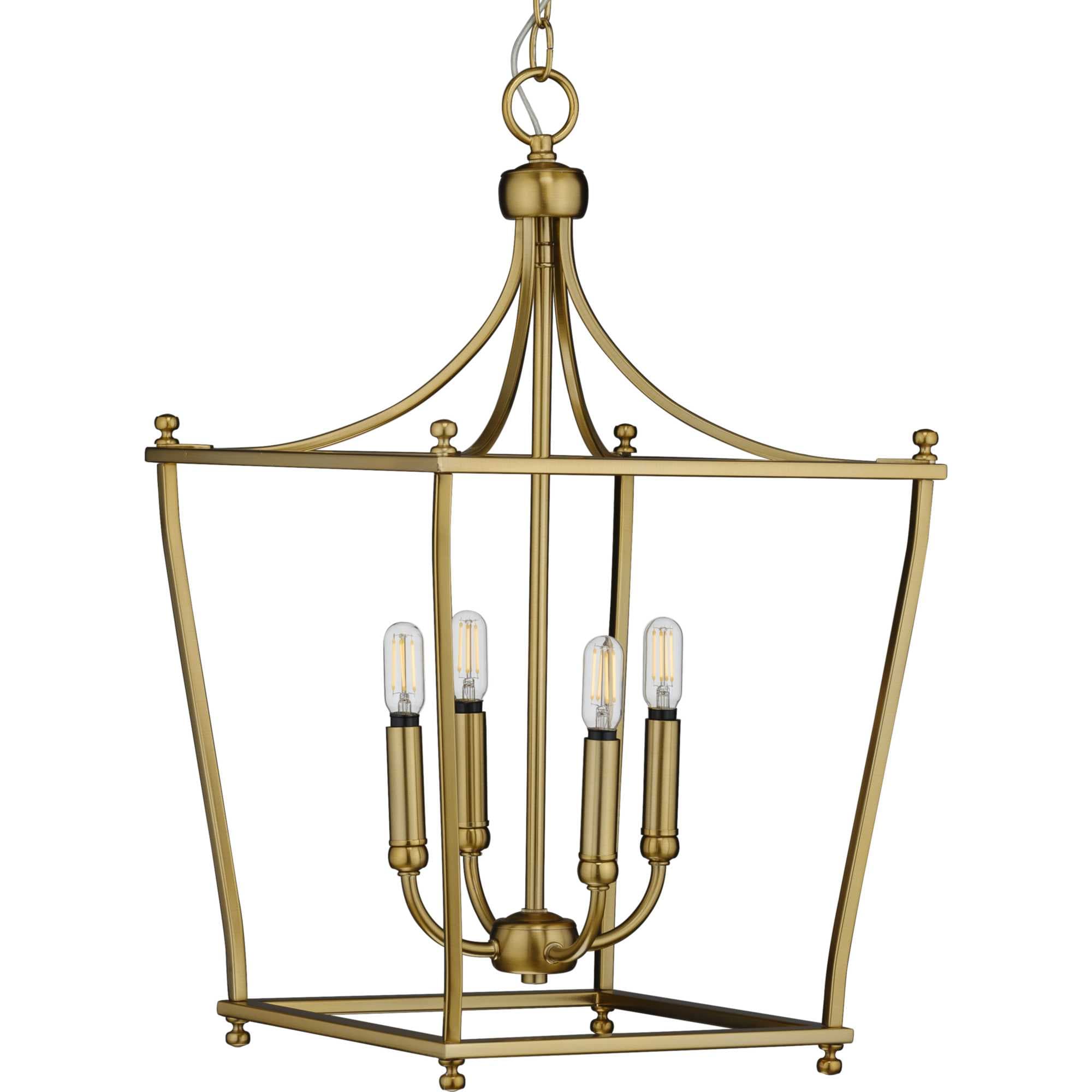 Progress Lighting Parkhurst 4-Light Brushed Bronze Traditional Lantern Medium Hanging Pendant Light