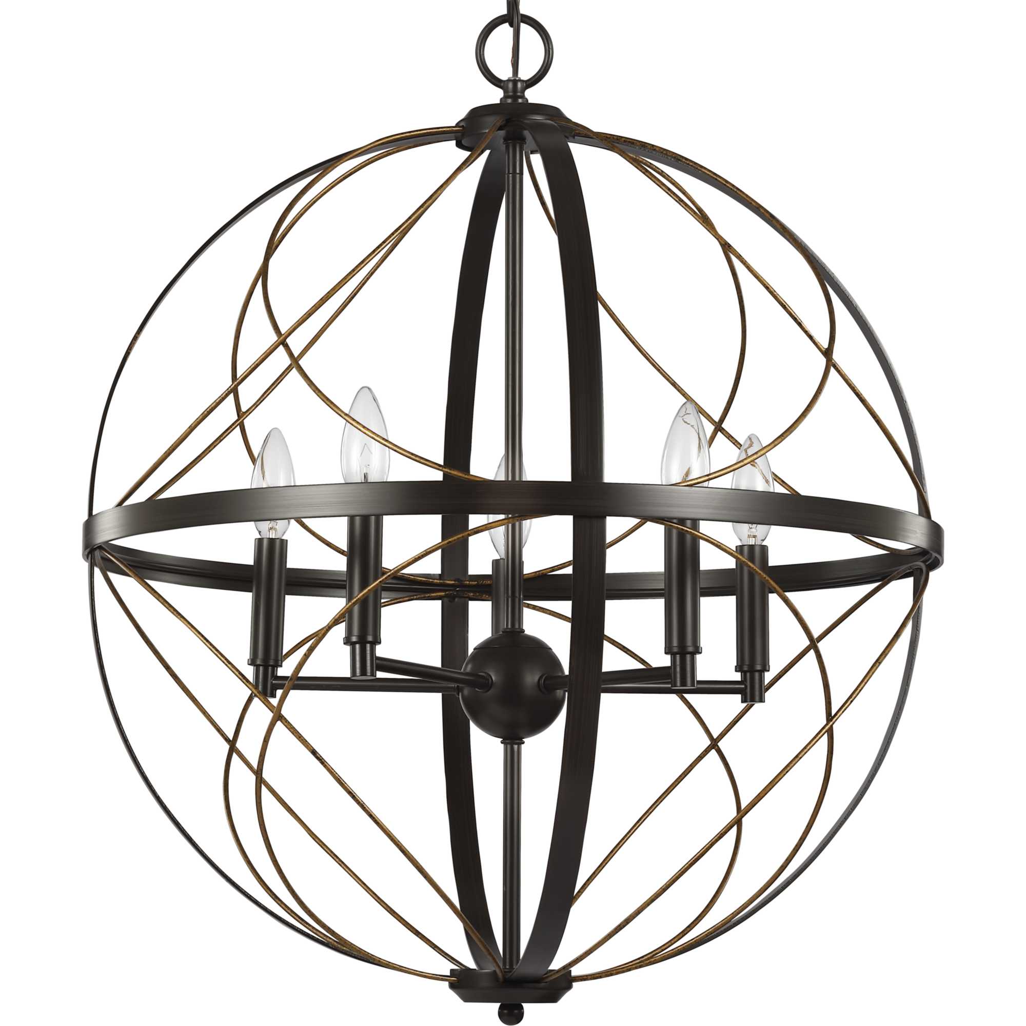 Progress Lighting Brandywine 5-Light Antique Bronze Transitional Globe Medium Hanging Pendant Light