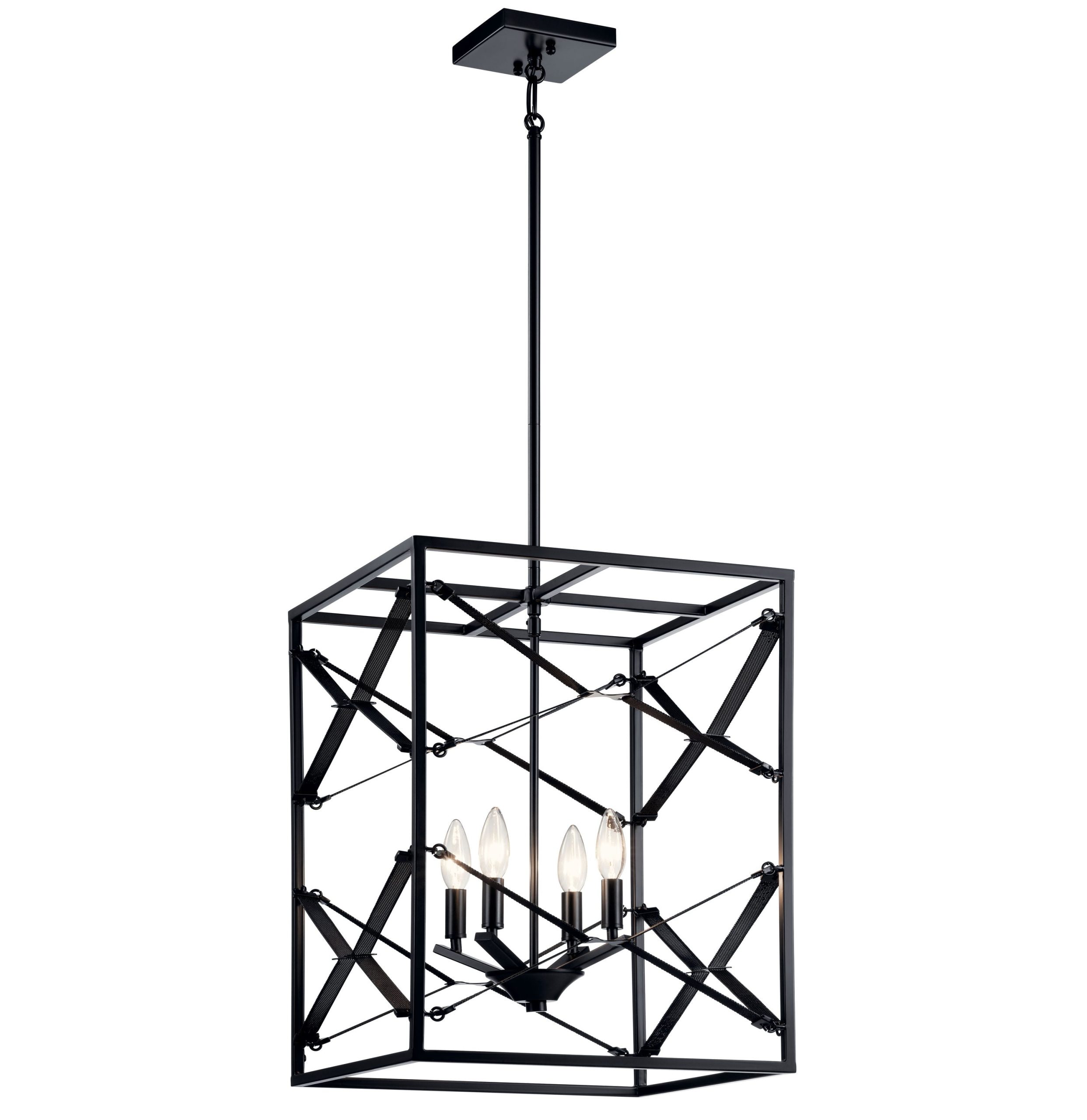 Kichler Sevan 4-Light Black Modern/Contemporary Lantern Medium Hanging Pendant Light