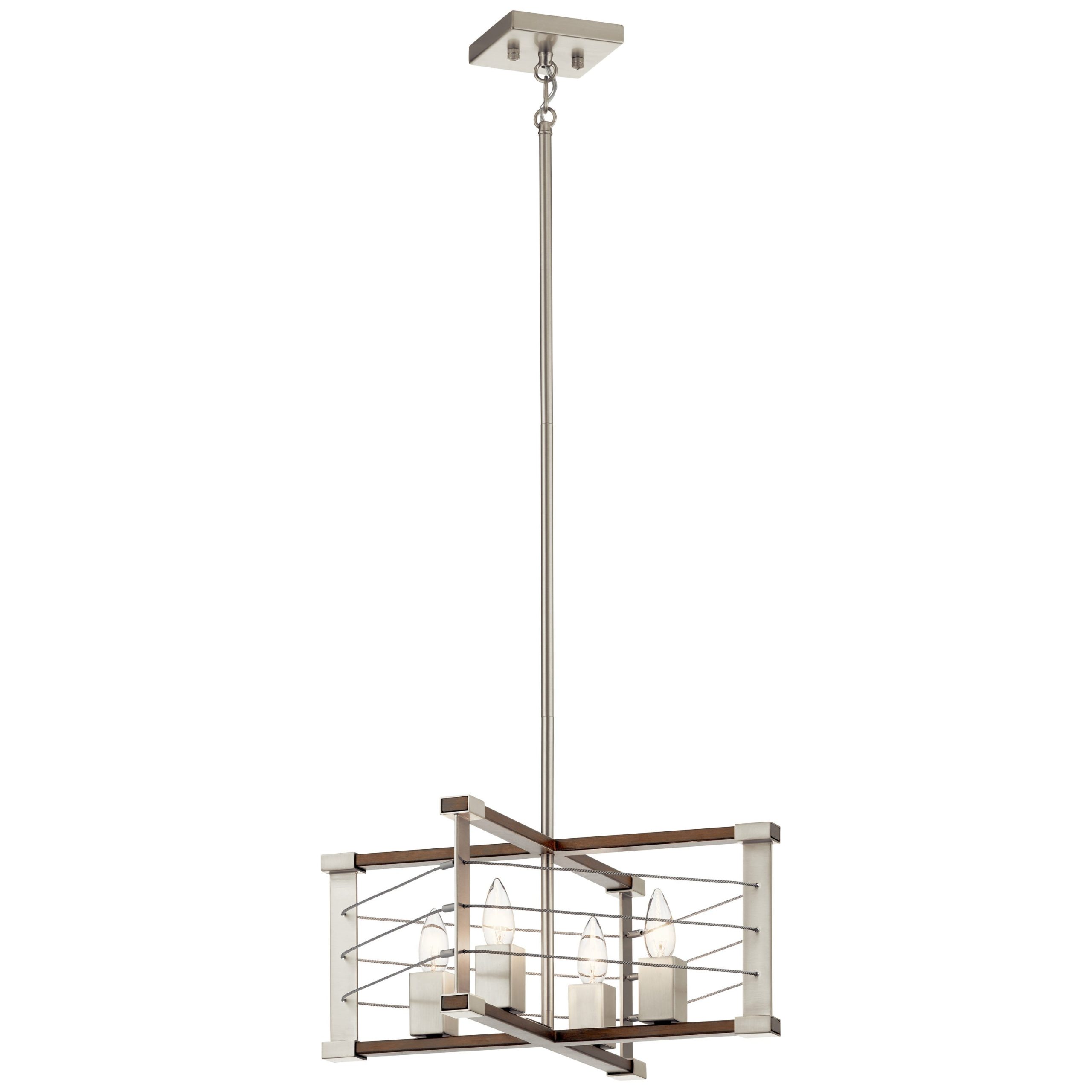 Kichler Lente 4-Light Brushed Nickel Industrial Geometric Medium Hanging Pendant Light