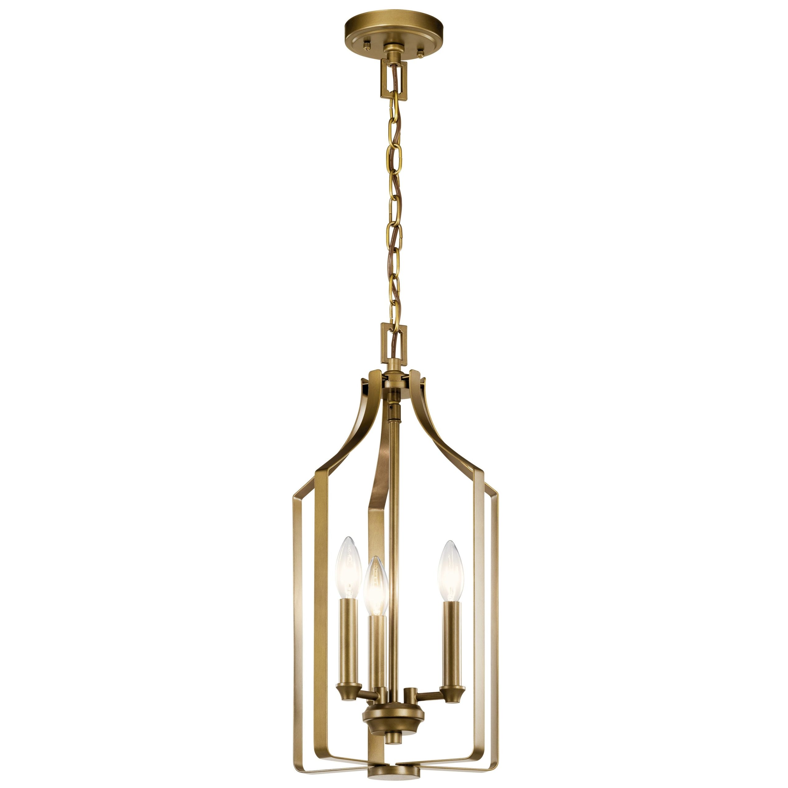 Kichler Morrigan 3-Light Natural Brass Traditional Lantern Medium Hanging Pendant Light