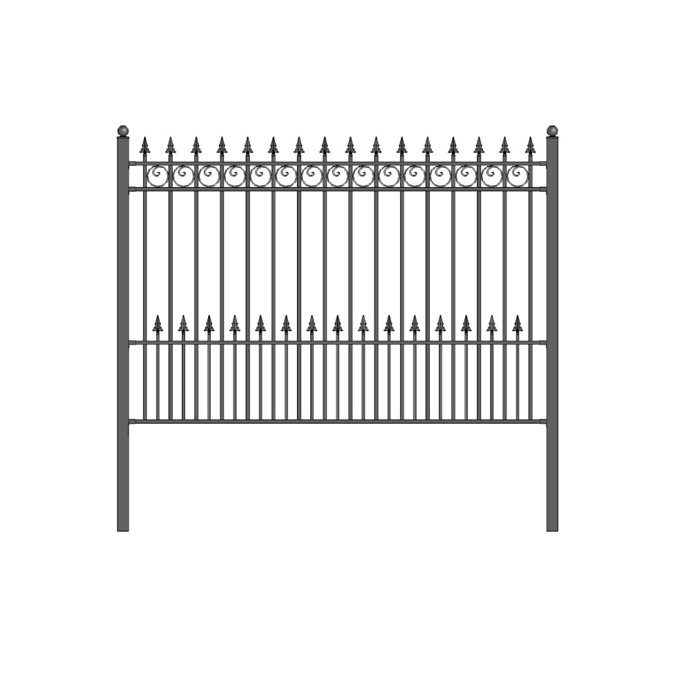 ALEKO Fence Panels 7-ft H x 6-ft W Black Steel Spaced Picket Arched-top Security Fence Panel