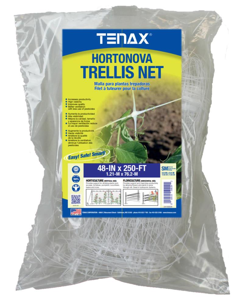 Tenax Hortonova Trellis Net 4-ft x 250-ft White Plastic Safety Netting for Multi-purpose Use