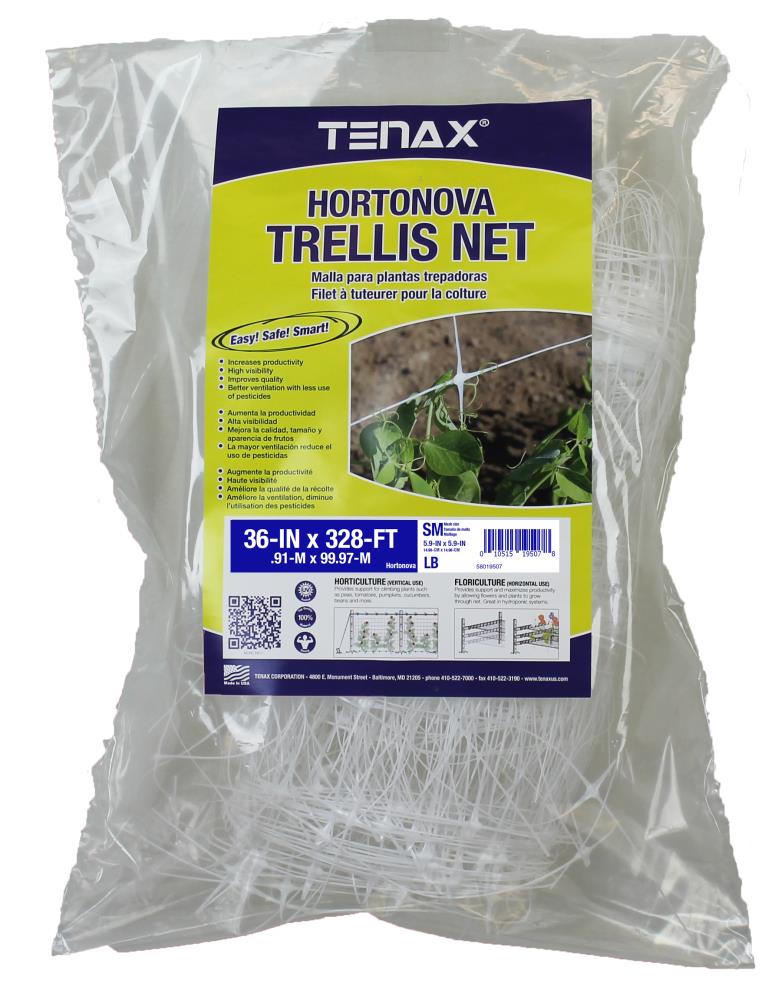 Tenax Hortonova Trellis Net 3-ft x 328-ft White Plastic Safety Netting for Multi-purpose Use, Small Mesh Size, Lightweight