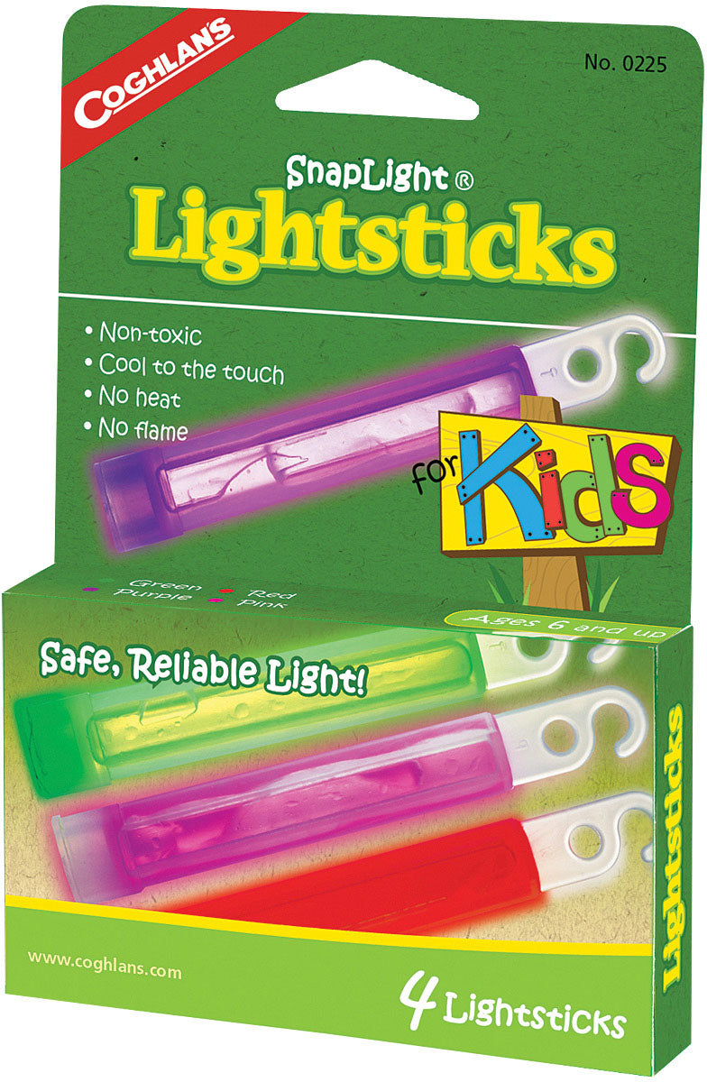 Coghlans Snaplight Lightsticks for Kids - Pack of 4 Fun and Safe Light Sticks