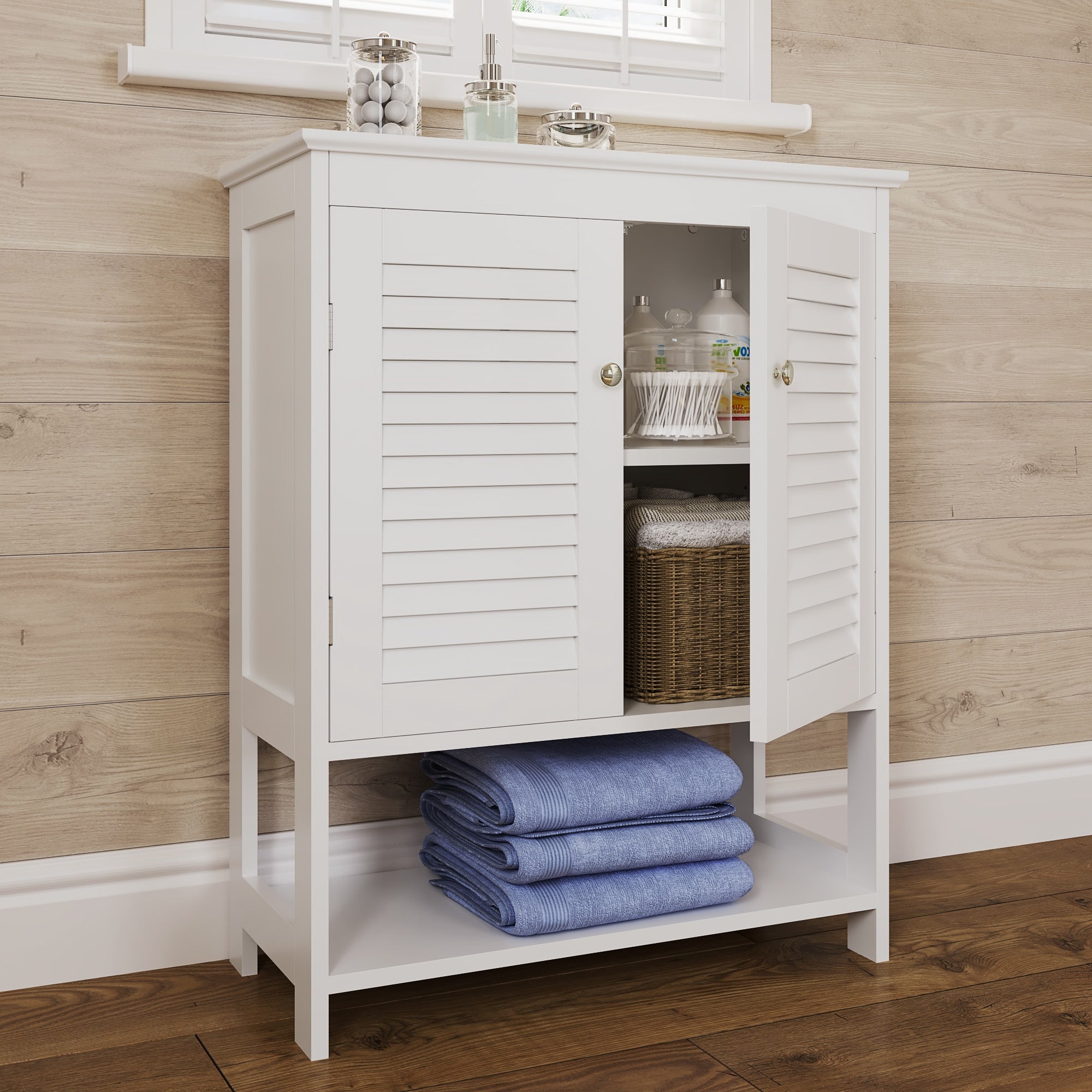 RiverRidge Ellsworth 25.25-in x 32-in x 11.88-in White Freestanding Linen Cabinet