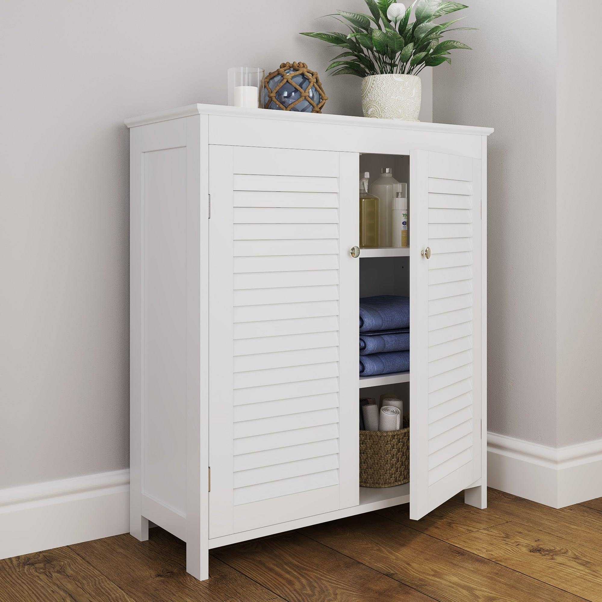 RiverRidge Ellsworth 28.44-in x 32-in x 11.75-in White Freestanding Linen Cabinet