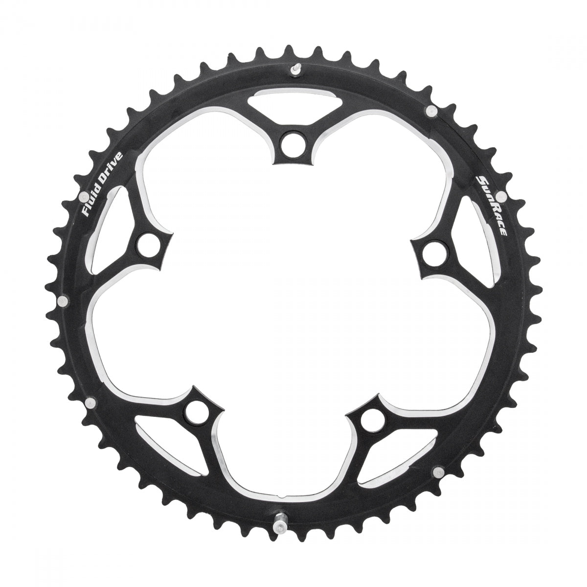 Sunrace RS0 Chainring 53t 130 BCD 5-Bolt Aluminum Black/Silver Rd MTB