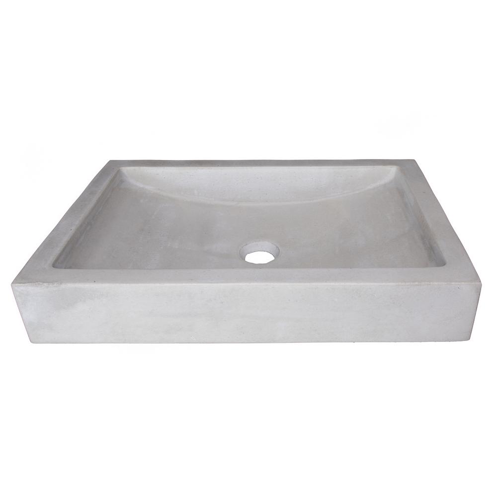 Eden Bath 22 in. Shallow Wave Concrete Rectangular Vessel Sink in Light Gray