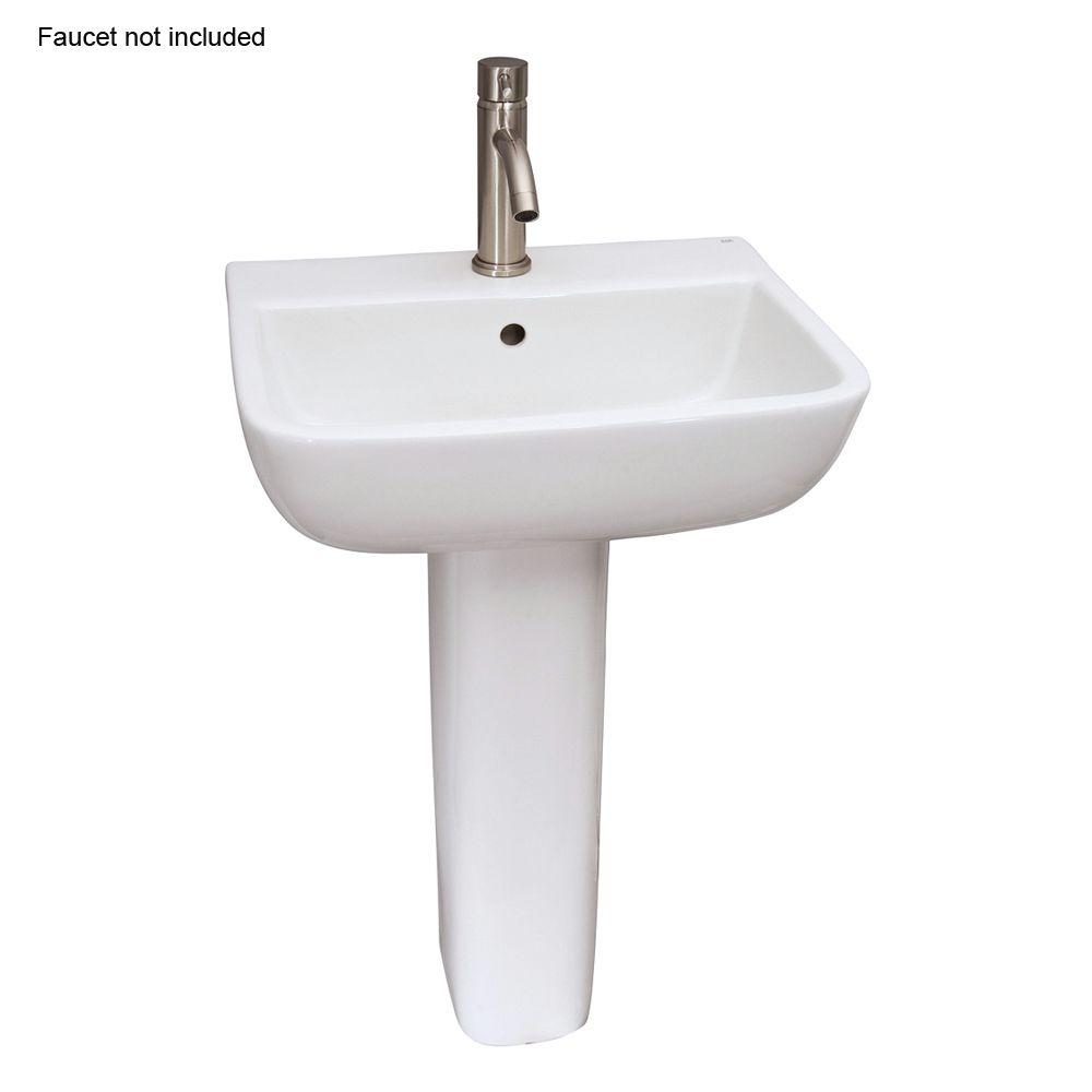 Barclay Products Series 600 20 in. Pedestal Combo Bathroom Sink with 1 Faucet Hole in White