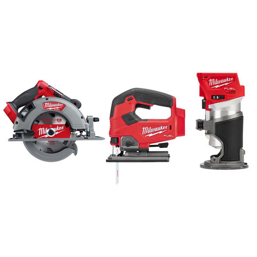 M18 FUEL 18-Volt Lithium-Ion Brushless 7-1/4 in. Cordless Circular Saw/Jigsaw/Compact Router Combo Kit (3-Tool)