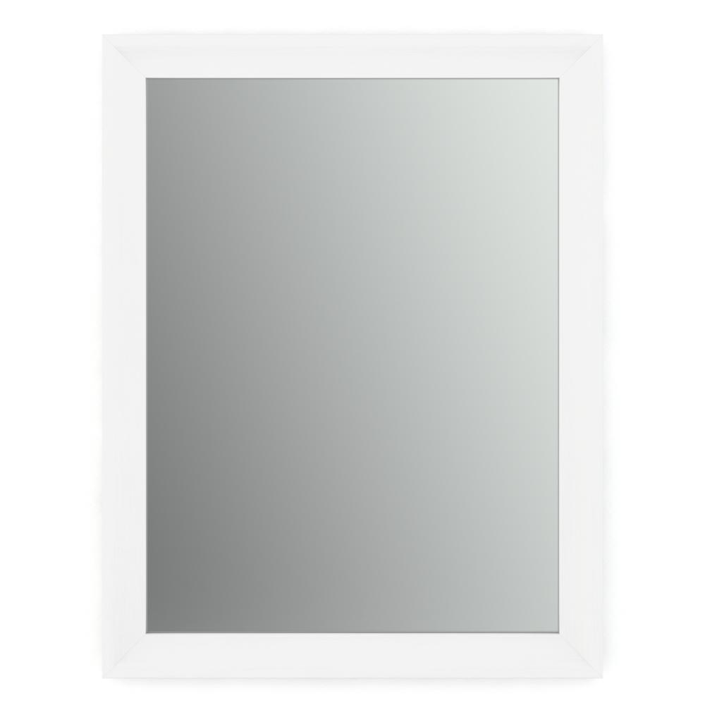 28 in. W x 36 in. H (M1) Framed Rectangular Standard Glass Bathroom Vanity Mirror in Matte White