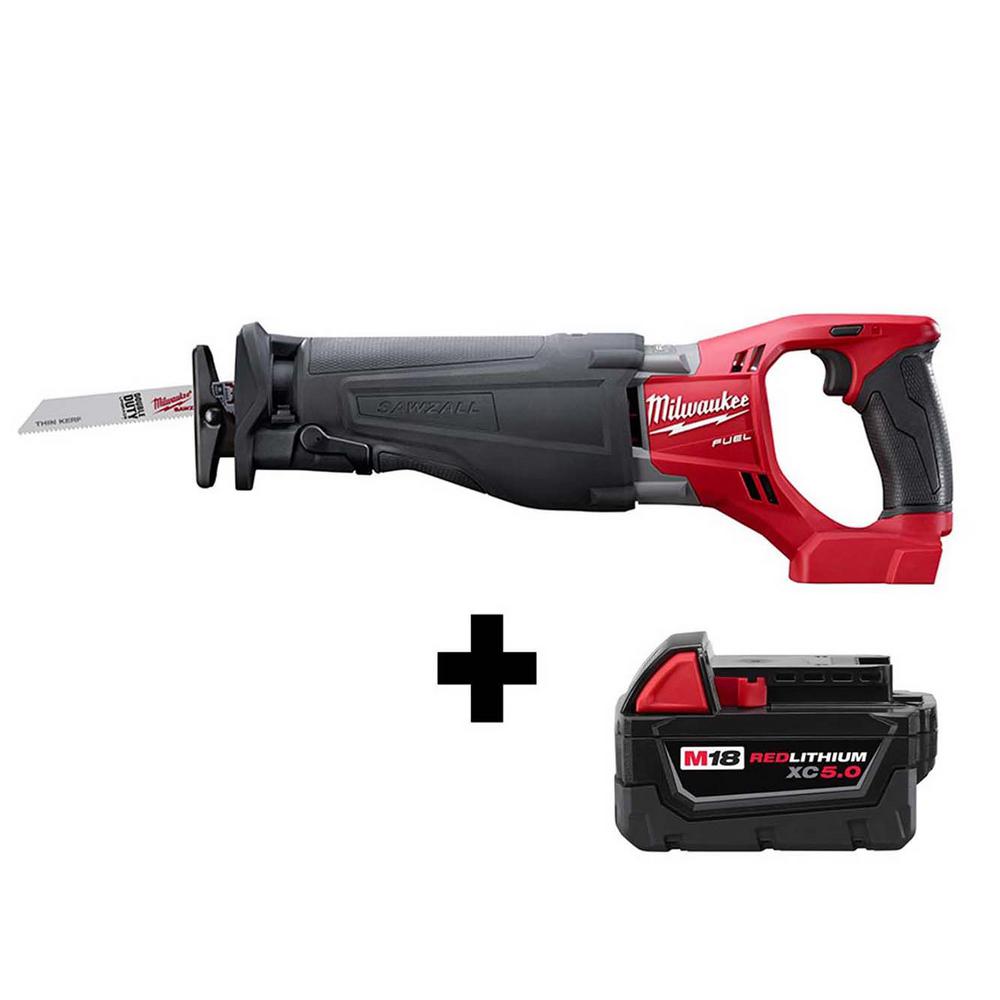 M18 FUEL 18-Volt Lithium-Ion Brushless Cordless SAWZALL Reciprocating Saw with M18 5.0Ah Battery