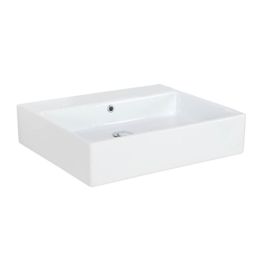 WS Bath Collections Simple 60.50A Wall Mount / Vessel Bathroom Sink in Ceramic White without Faucet Hole