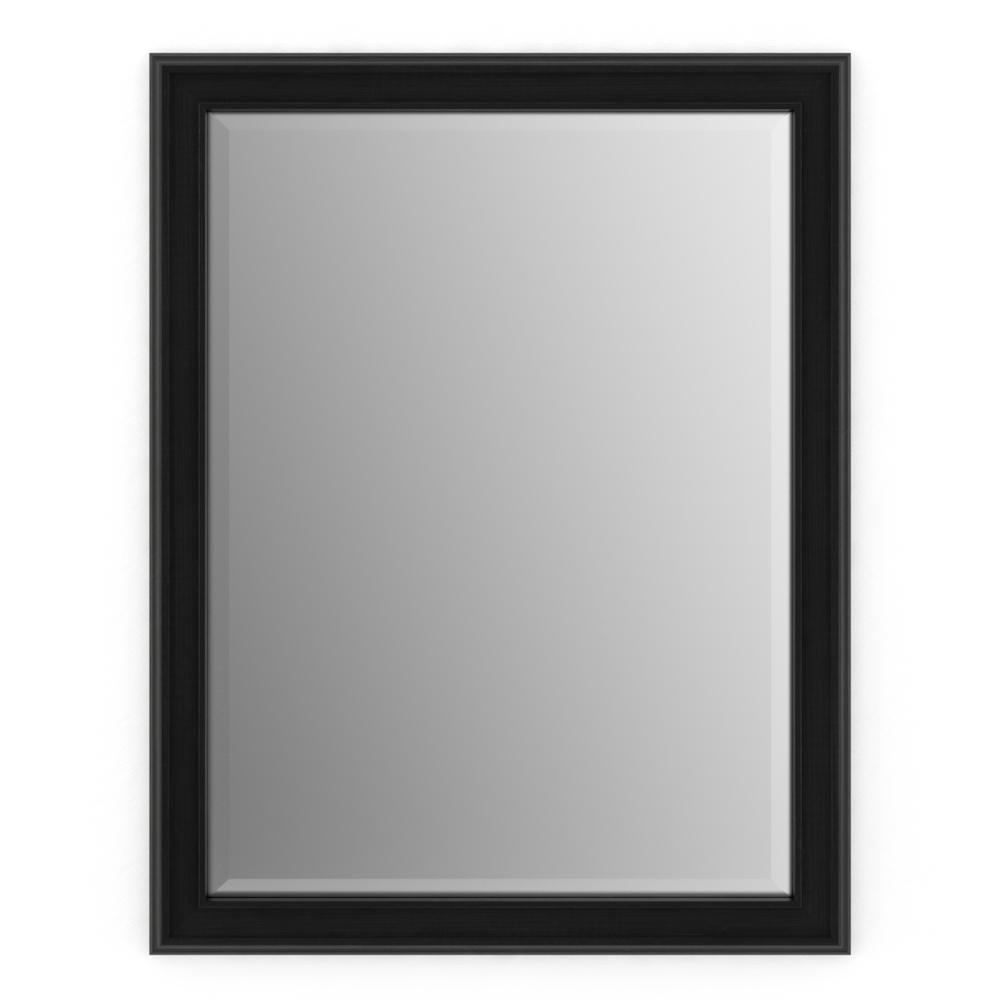 28 in. W x 36 in. H (M1) Framed Rectangular Deluxe Glass Bathroom Vanity Mirror in Matte Black