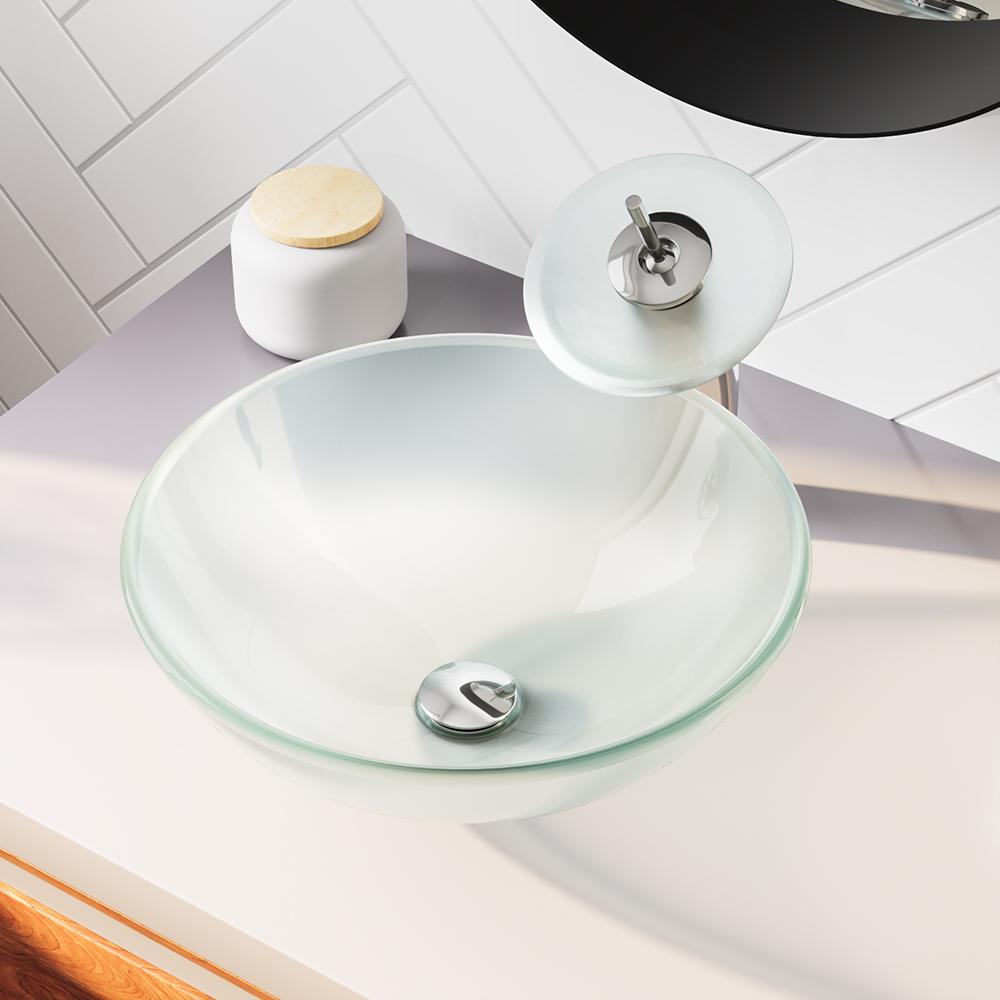MR Direct Glass Vessel Sink in Frost