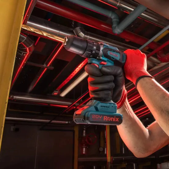 Ronix 2024 New Style Lithium Electric Drill for Home Use Brushless Keyless Impact Drill