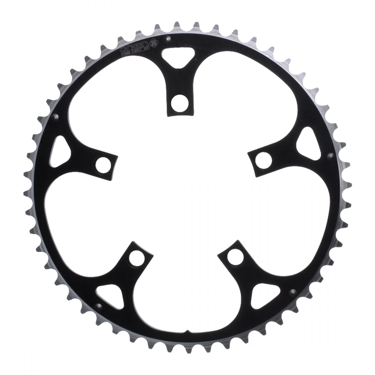 Origin8 Chainring 48T 110 BCD 5-Bolt 8/9/10-Spd Alloy Blk/Silver Ramped/Pinned