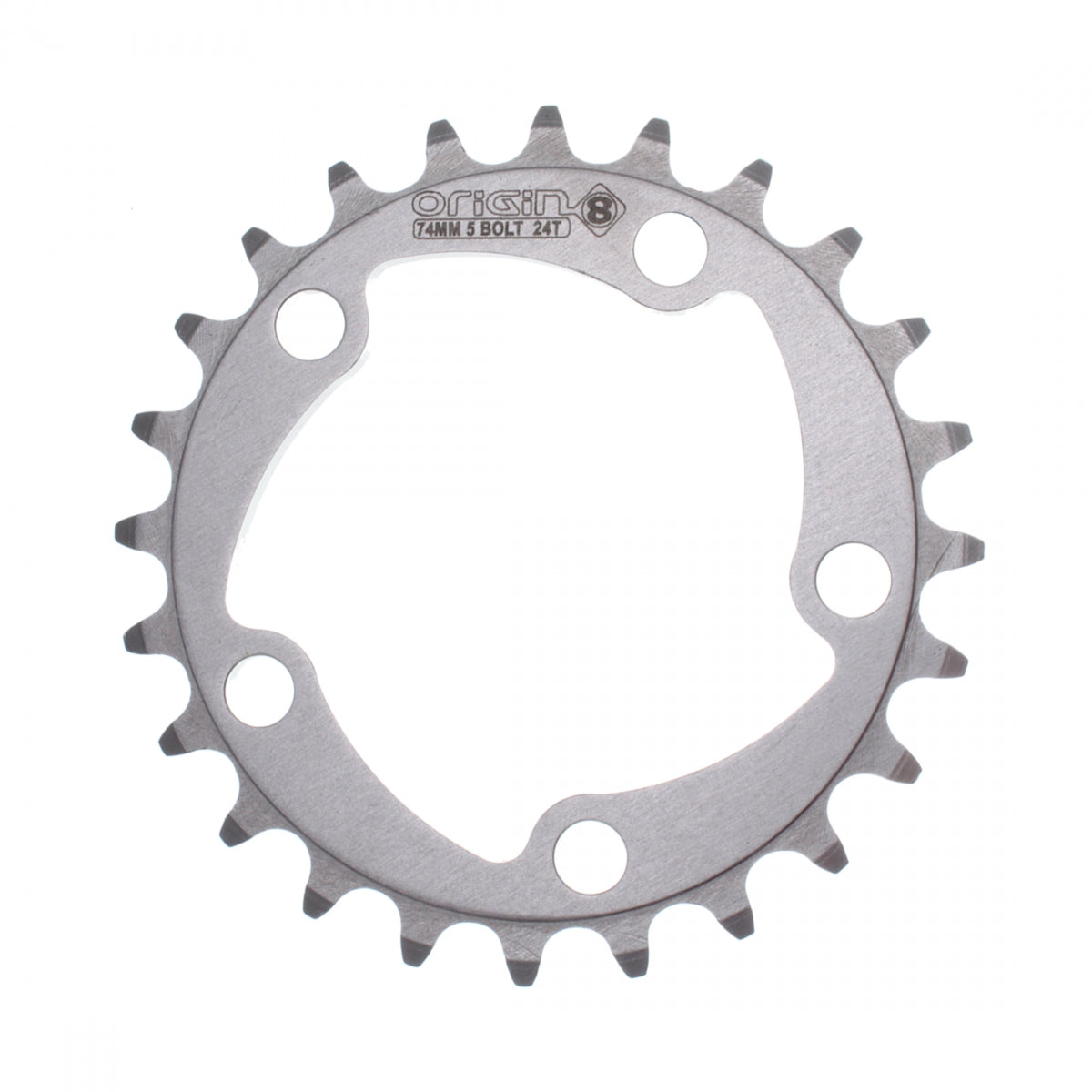 Origin8 Alloy Blade Chainring 24t 74 BCD 5-Bolt 8/9-Speed Aluminum Silver