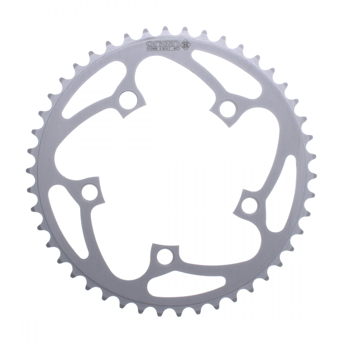 Origin8 Blade Chainring 46t 110 BCD 5-Bolt 8/9-Speed Aluminum Silver Road MTB