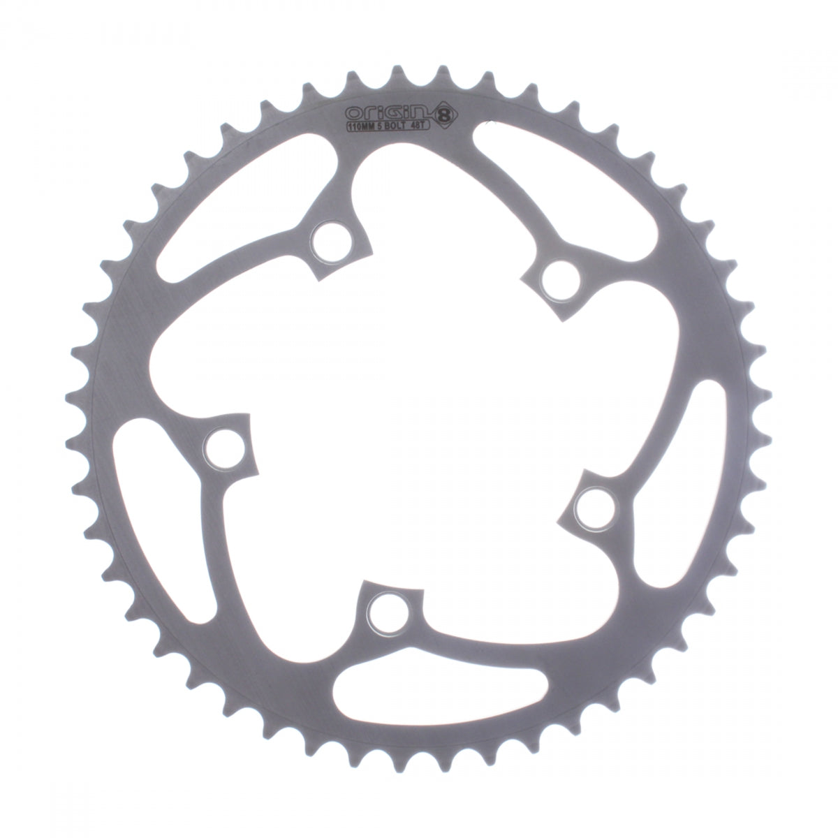Origin8 Blade Chainring 48t 110 BCD 5-Bolt 8/9-Speed Aluminum Silver Road MTB
