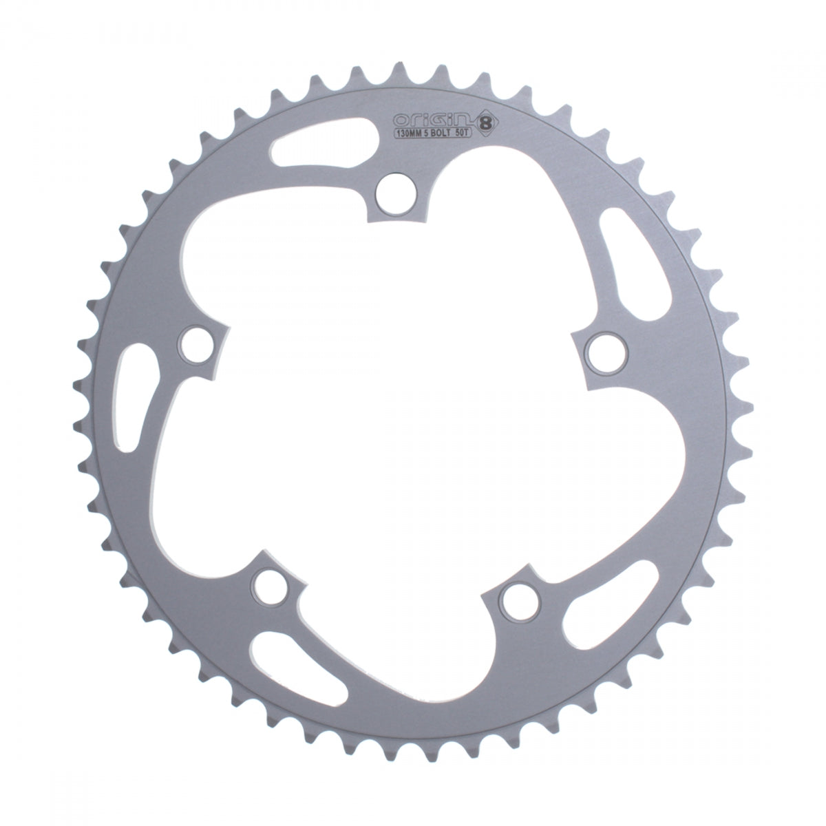 Origin8 Blade Chainring 50t 130 BCD 5-Bolt 8/9-Speed Aluminum Silver Road MTB