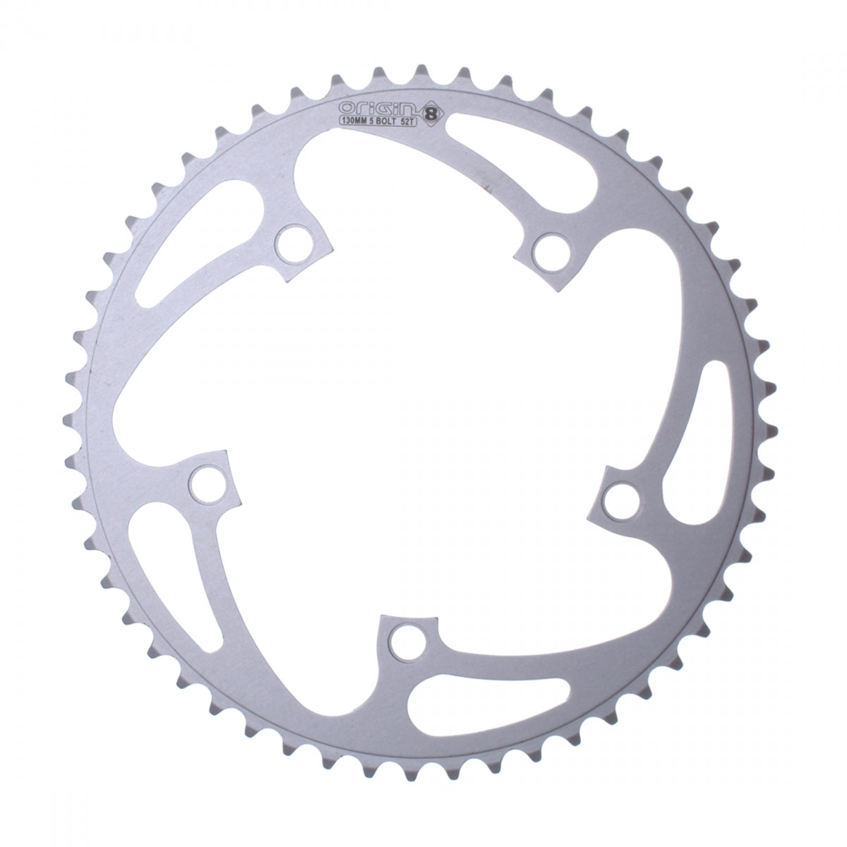 Origin8 Blade Chainring 52t 130 BCD 5-Bolt 8/9-Speed Aluminum Silver Road MTB