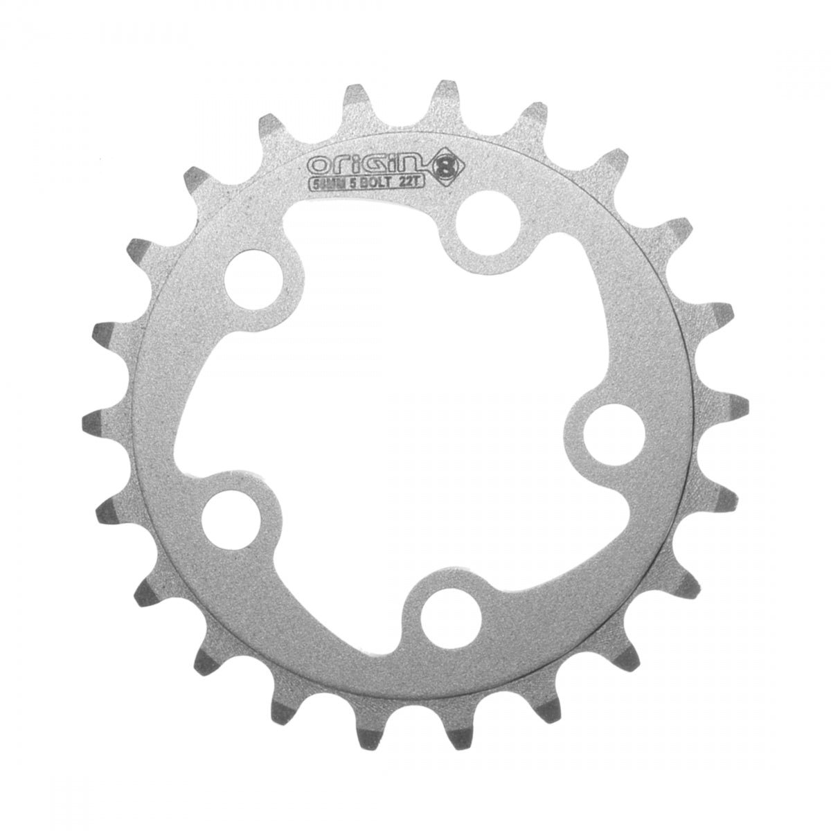 Origin8 Alloy Blade Chainring 22t 58 BCD 5-Bolt 8/9-Speed Aluminum Silver