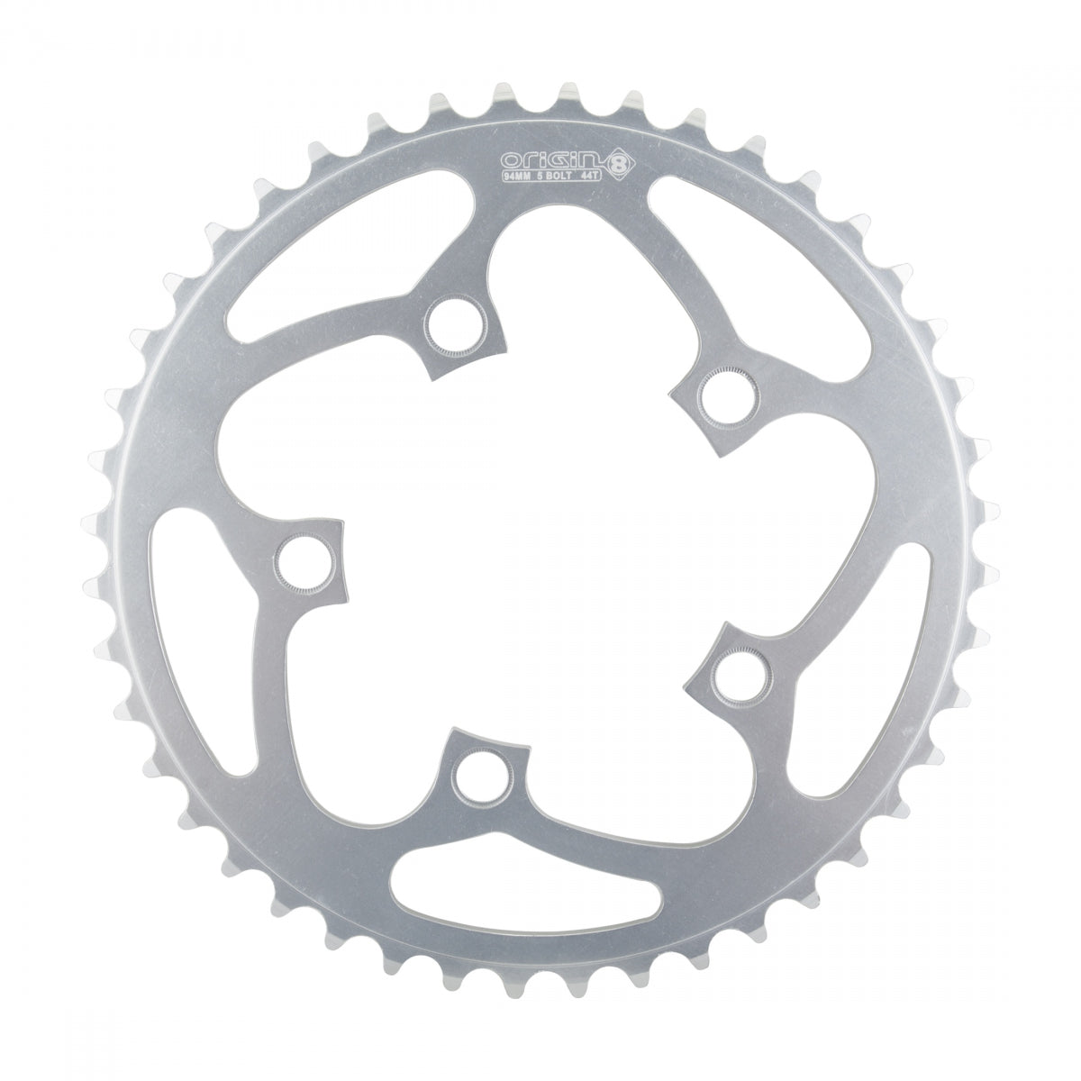 Origin8 Alloy Blade Chainring 44t 94 BCD 5-Bolt 8/9-Speed Aluminum Silver