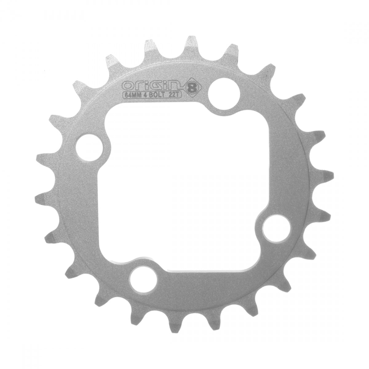 Origin8 Alloy Blade Chainring 22t 64 BCD 4-Bolt 8/9-Speed Aluminum Silver
