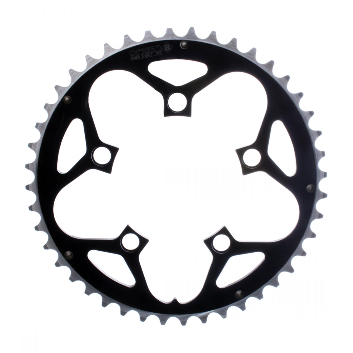 Origin8 Chainring 44t 94 BCD 5-bolt 8/9/10-Speed Aluminum Black/Silver