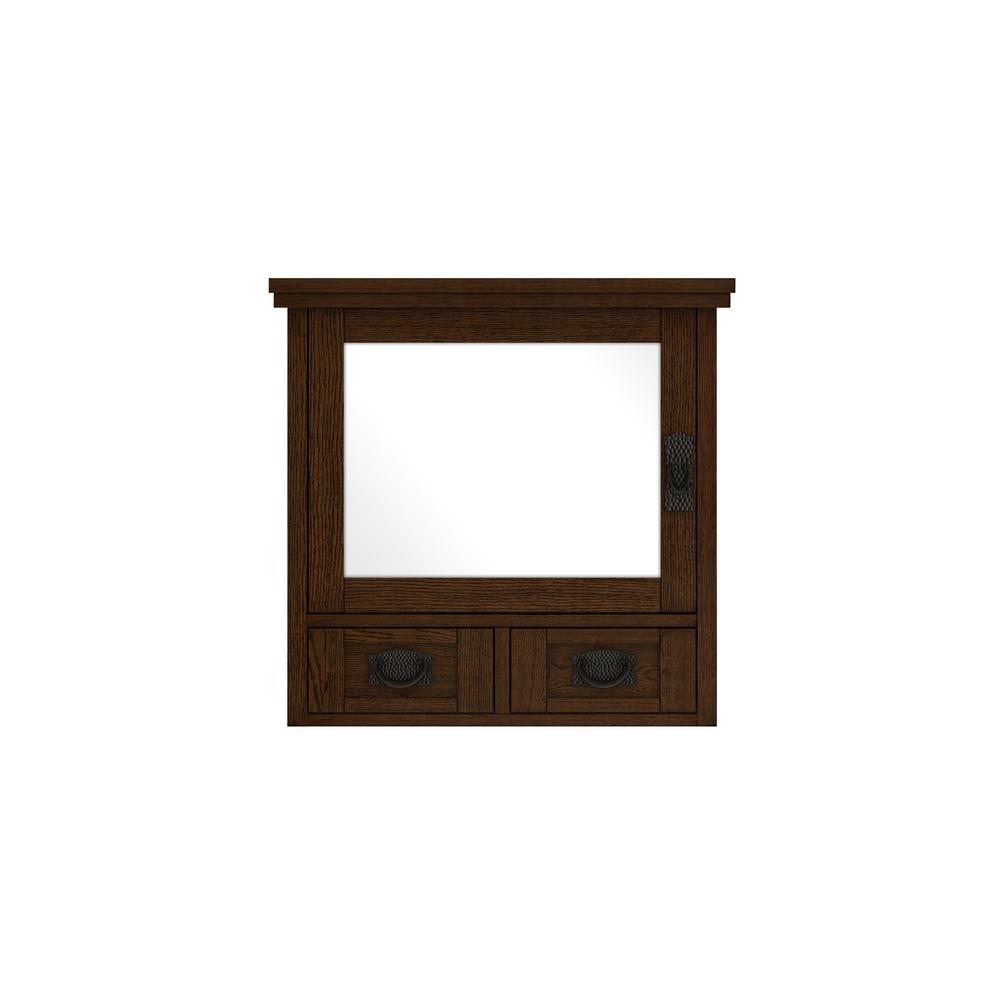 23.5 in. W x 22.75 in. H Framed Rectangular Bathroom Vanity Mirror in Dark Oak